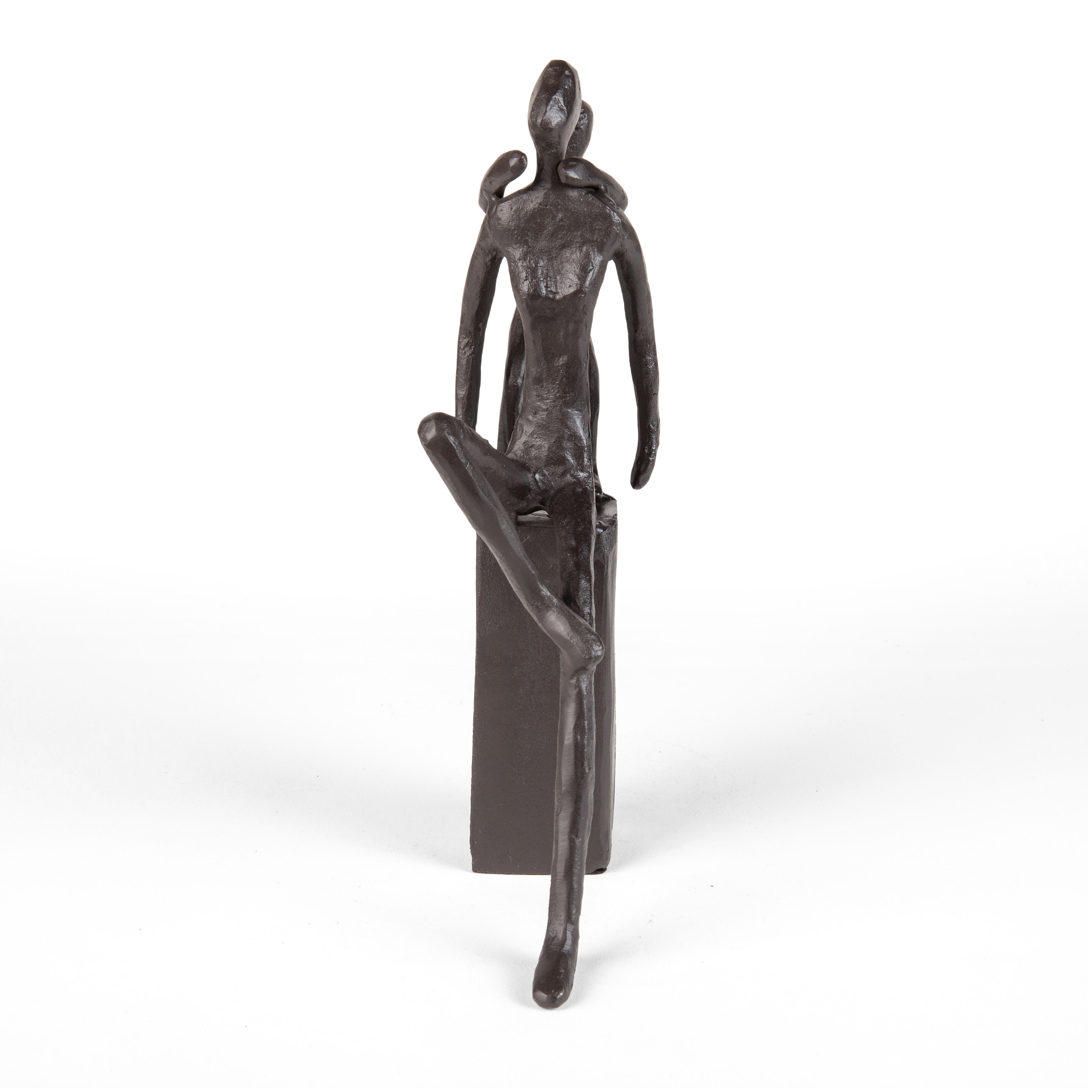 Playful Mother and Child Cast Iron Sculpture