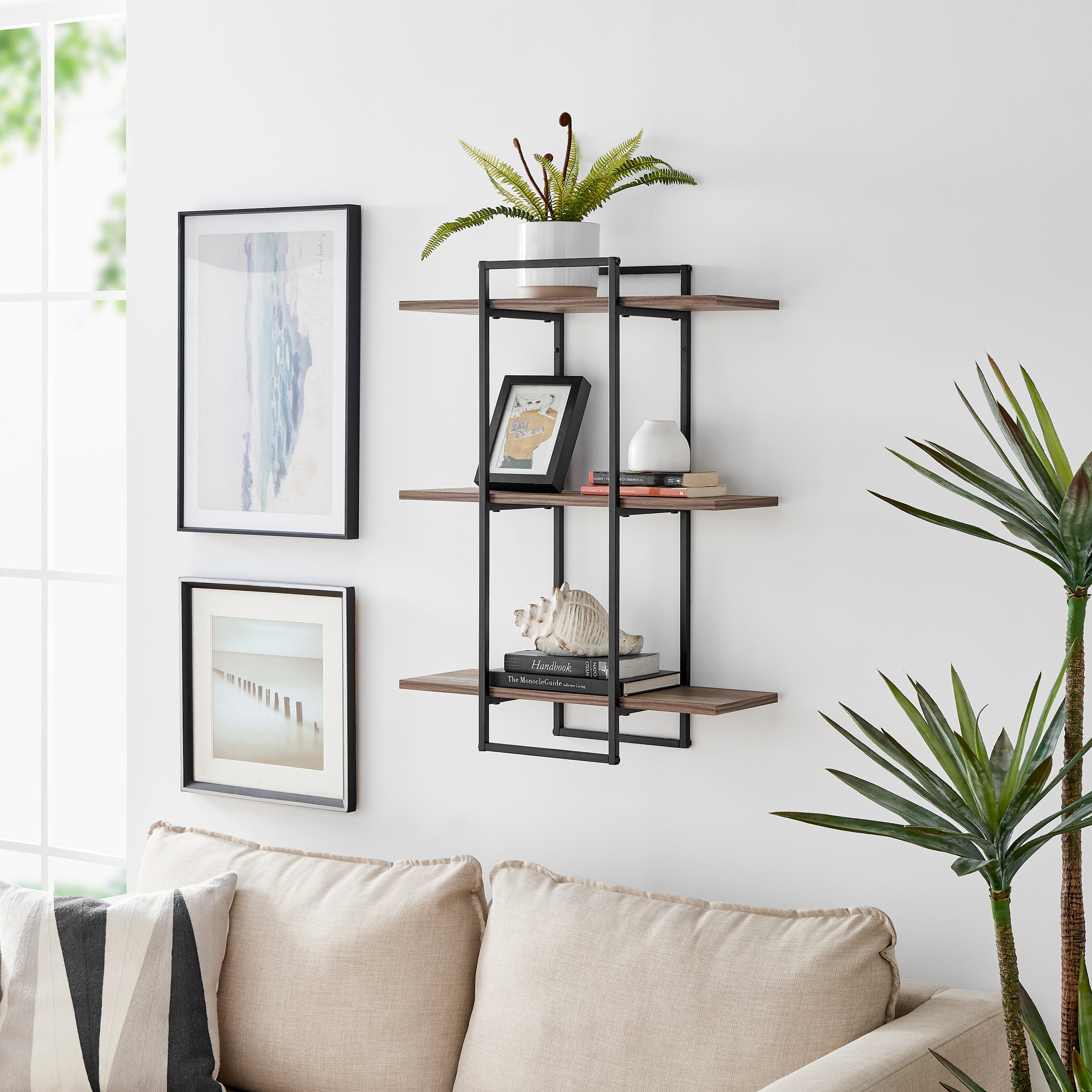 Antigua Crossed Double Rectangle 3-Tier Shelf Unit