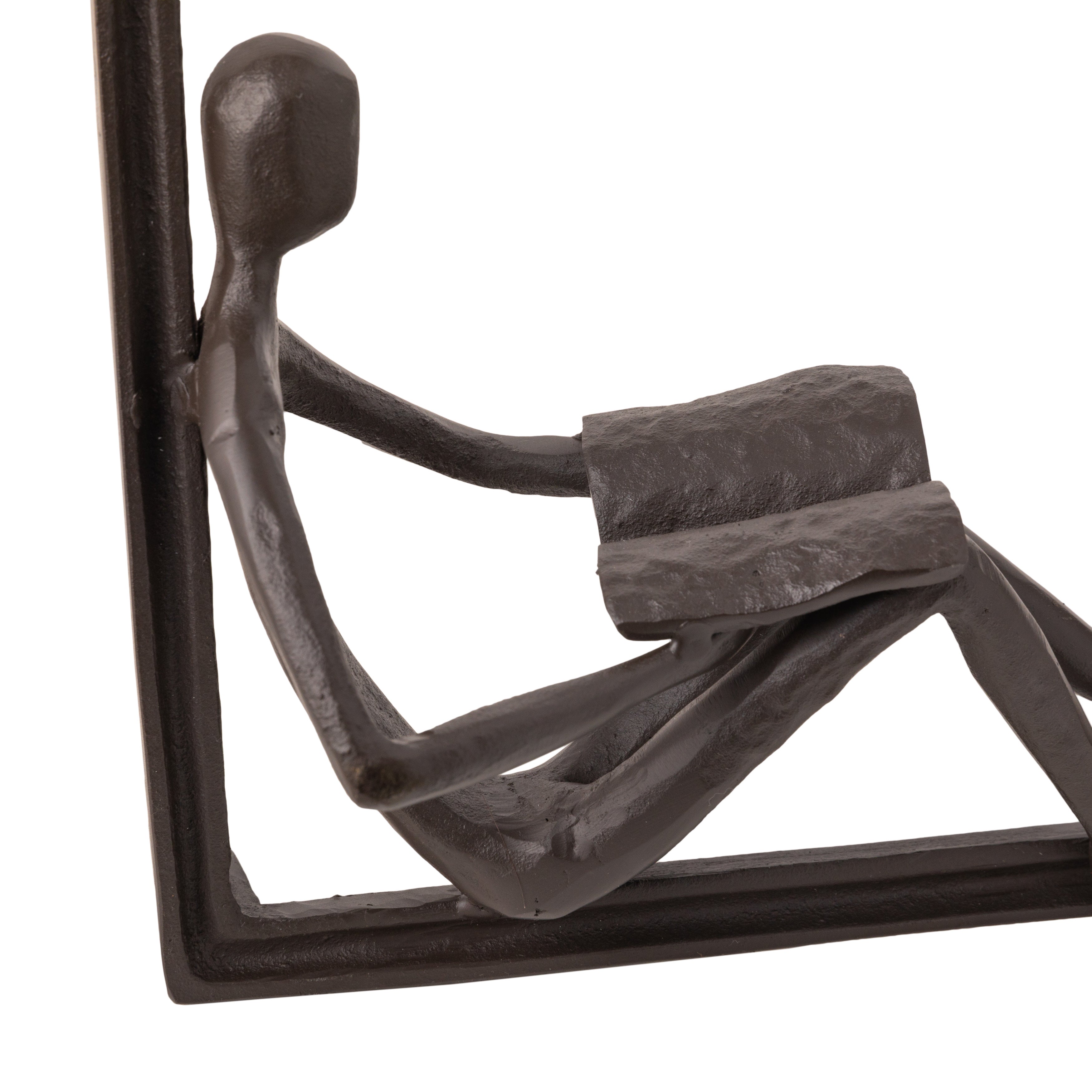 Man Reading on a Window Sill Hanging Wall Art Iron Sculpture