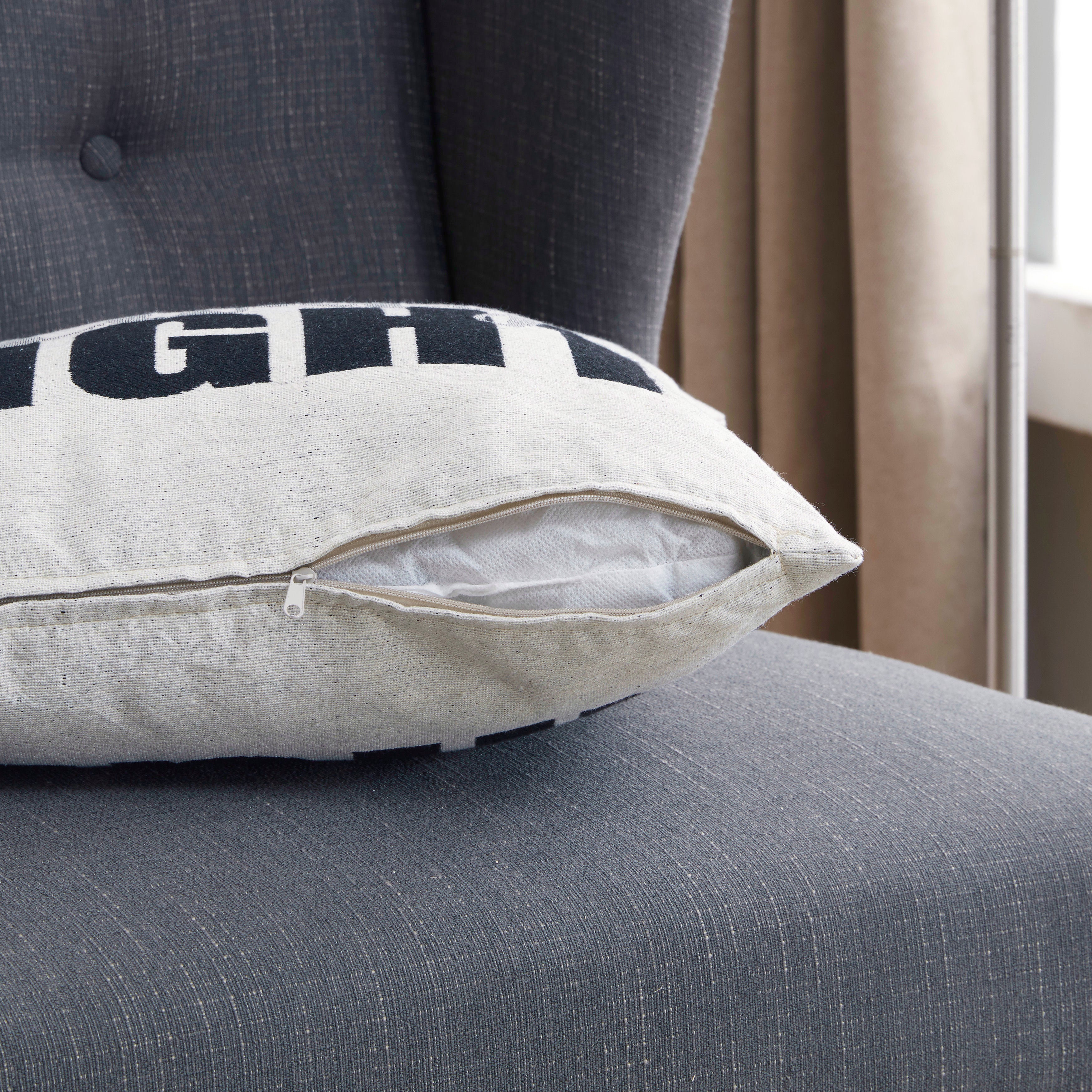 Mrs. Always Right White Cotton Jacquard Printed Decorative Toss Throw Accent Pillow