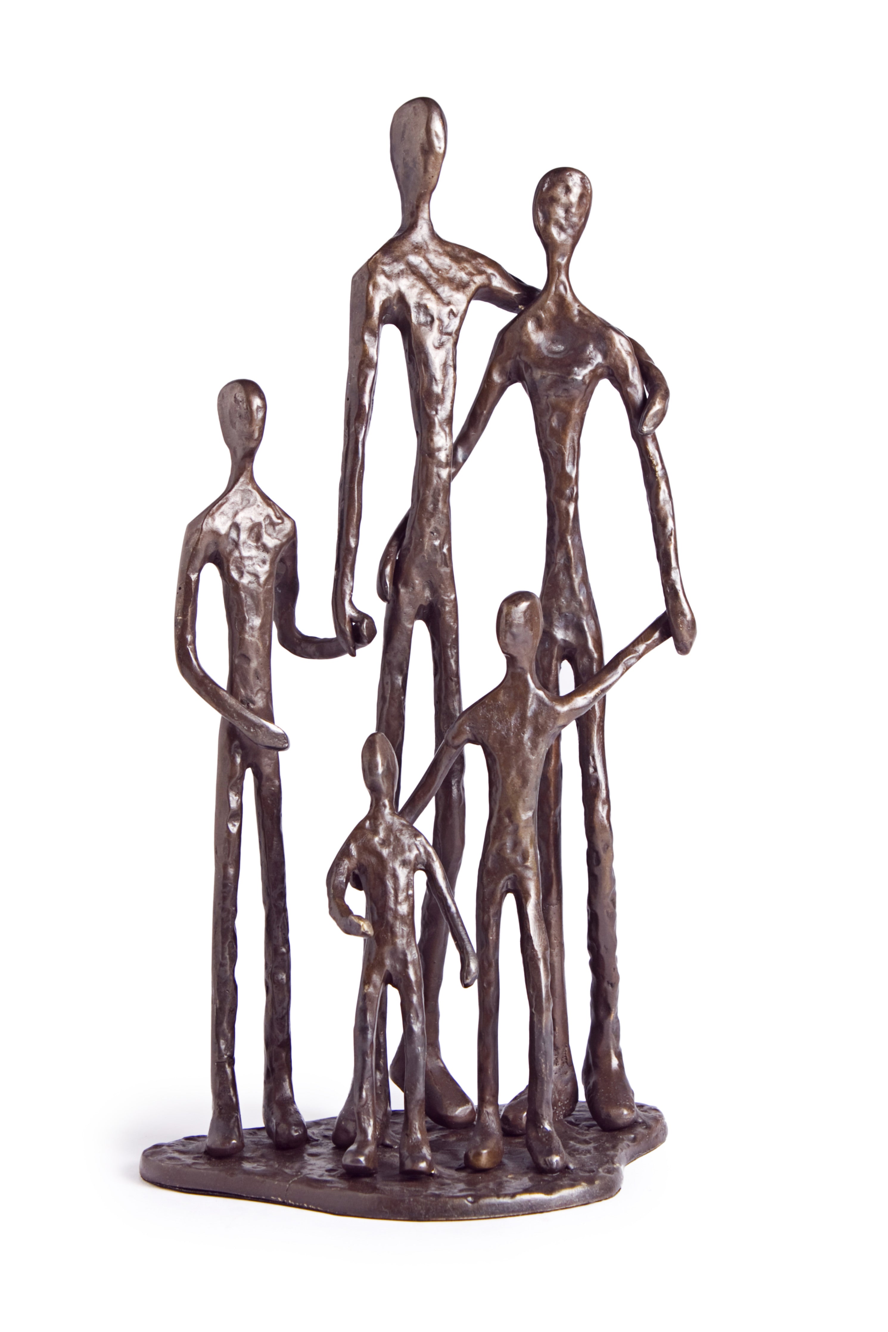 Family of Five Posing Bronze Sculpture