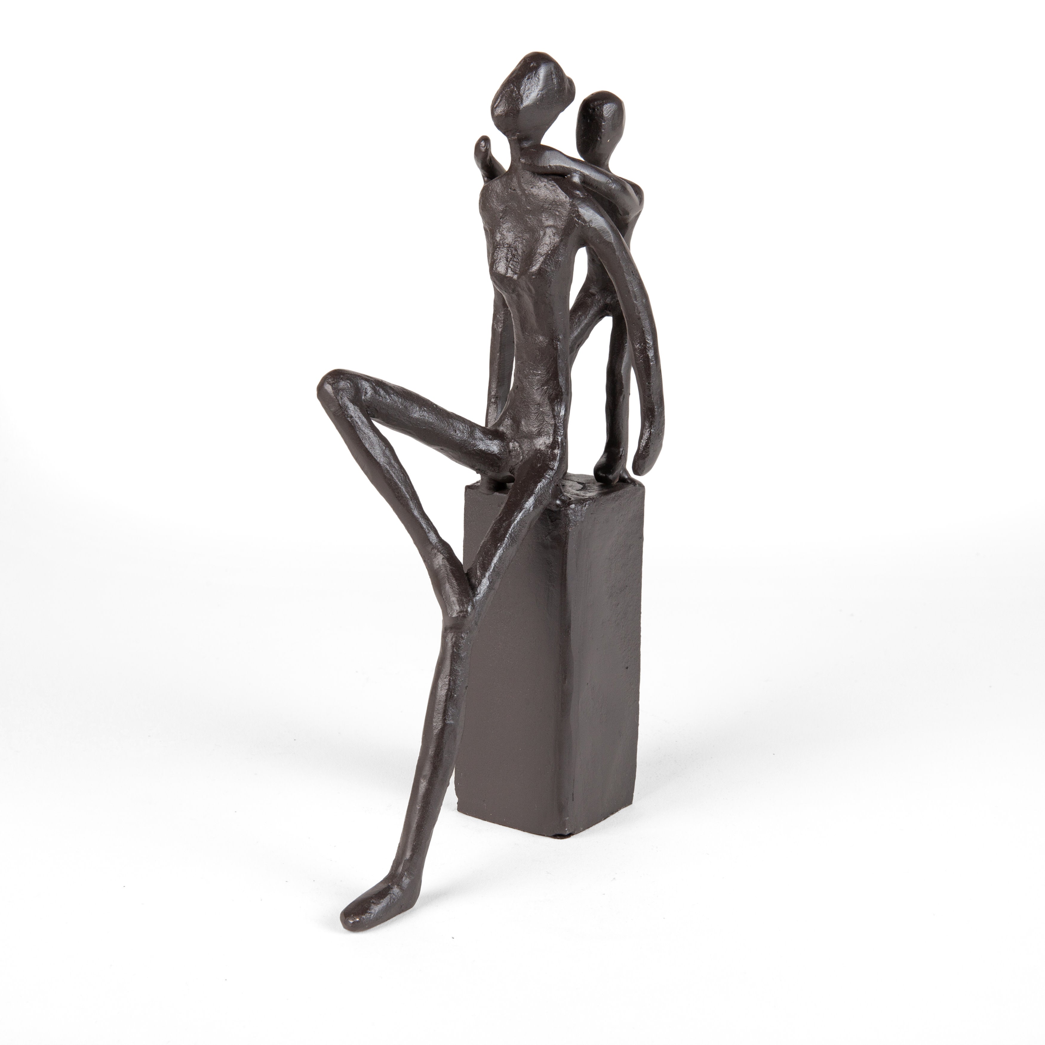 Playful Mother and Child Cast Iron Sculpture