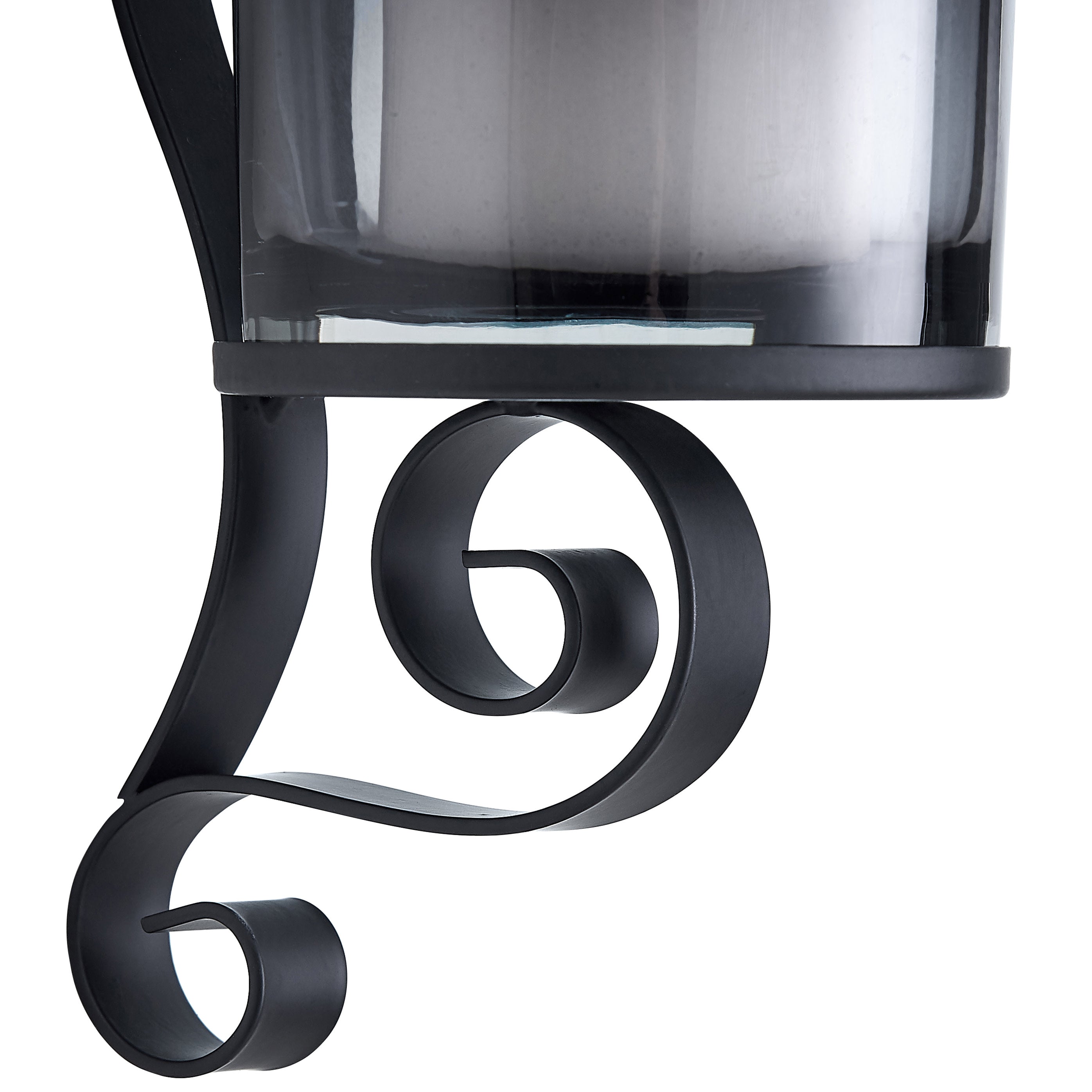 Danya B. Vintage Black Wall Sconce Candle Holder Set (2) with Smoke Glass Hurricanes