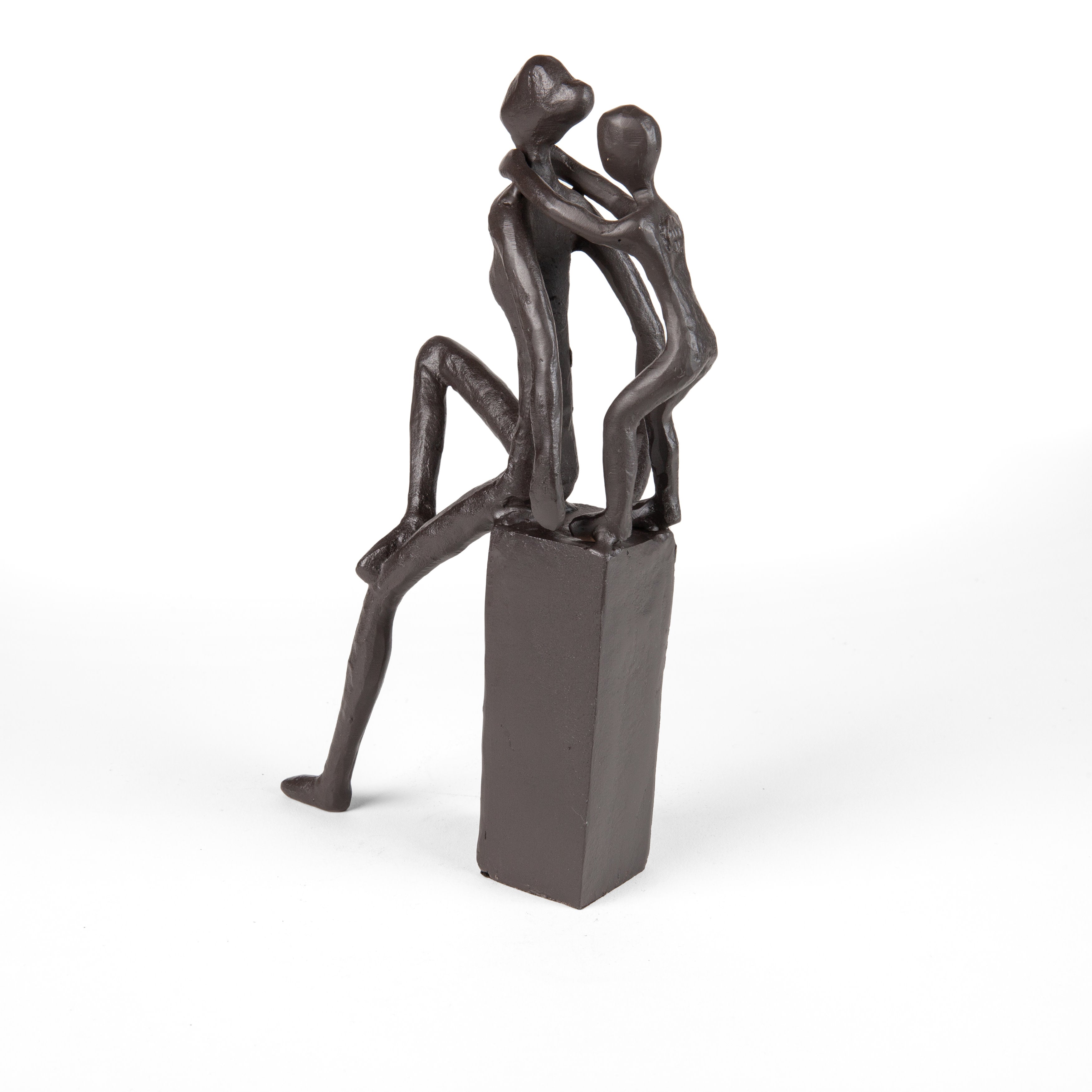 Playful Mother and Child Cast Iron Sculpture