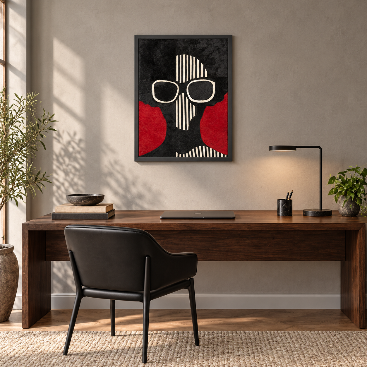 Black and White on Red Fashion Silhouette Textured Wall Art