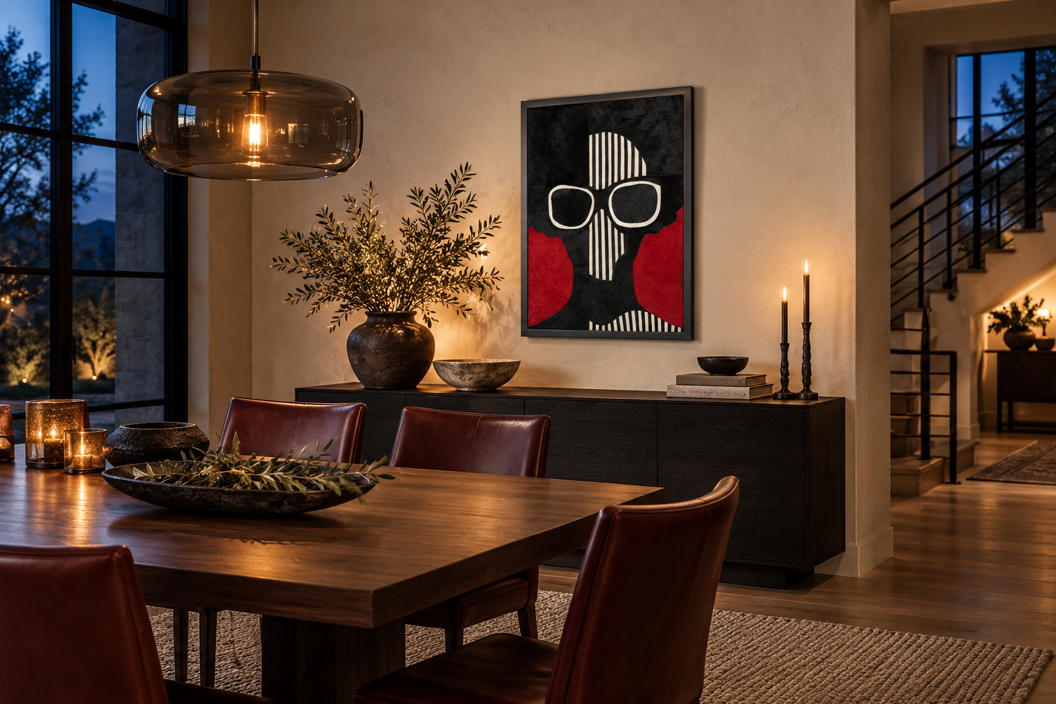 Black and White on Red Fashion Silhouette Textured Wall Art