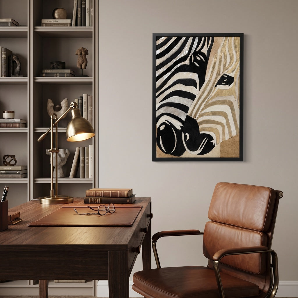 Gold Leaf Zebra Pair Textured Wall Art