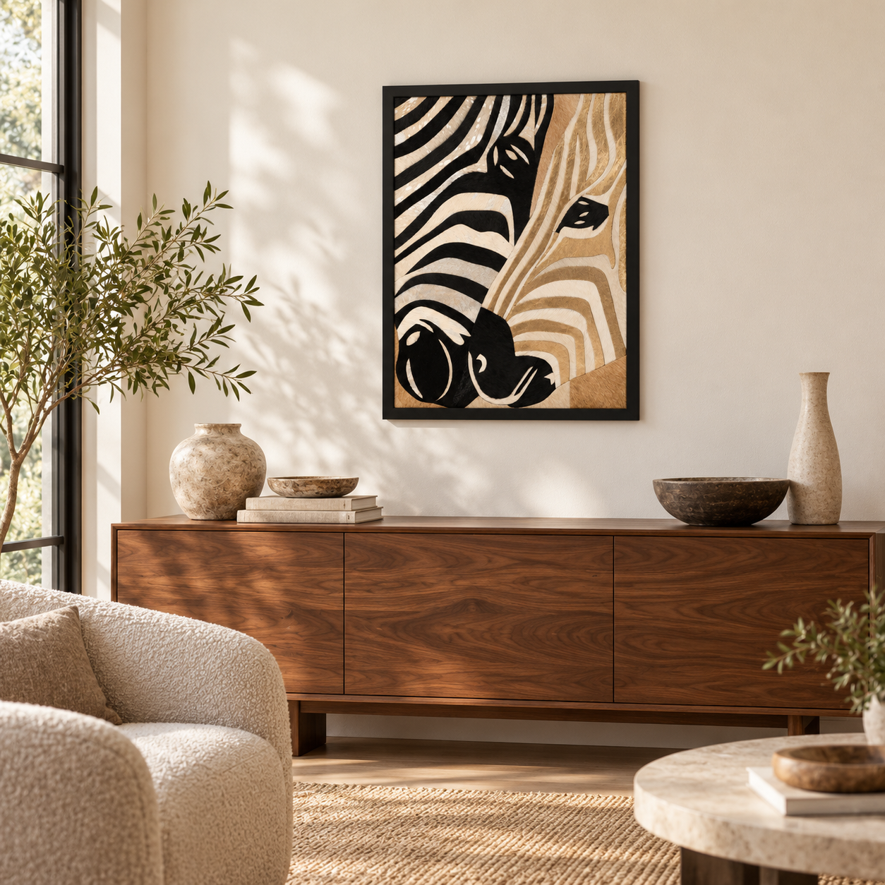 Gold Leaf Zebra Pair Textured Wall Art