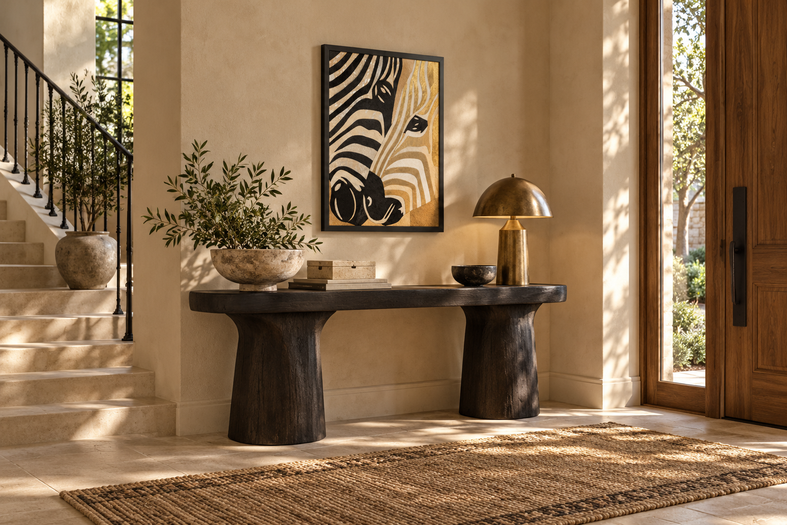 Gold Leaf Zebra Pair Textured Wall Art