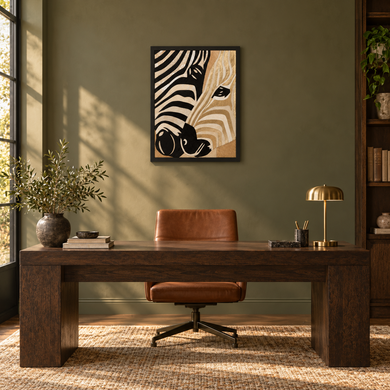 Gold Leaf Zebra Pair Textured Wall Art