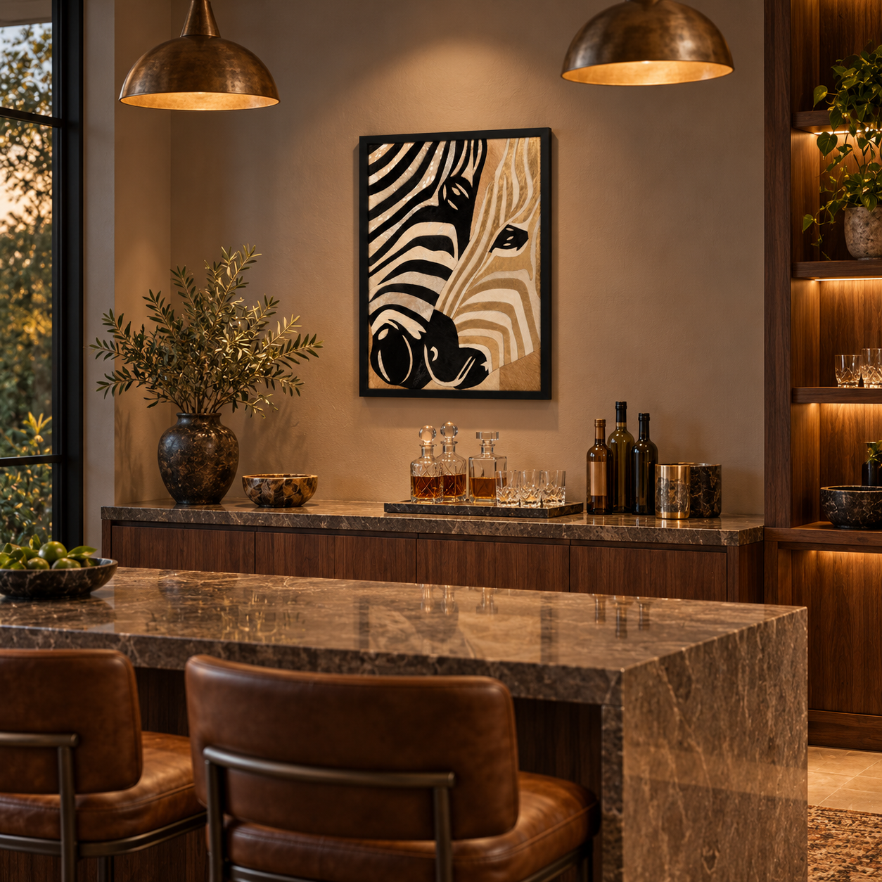 Gold Leaf Zebra Pair Textured Wall Art