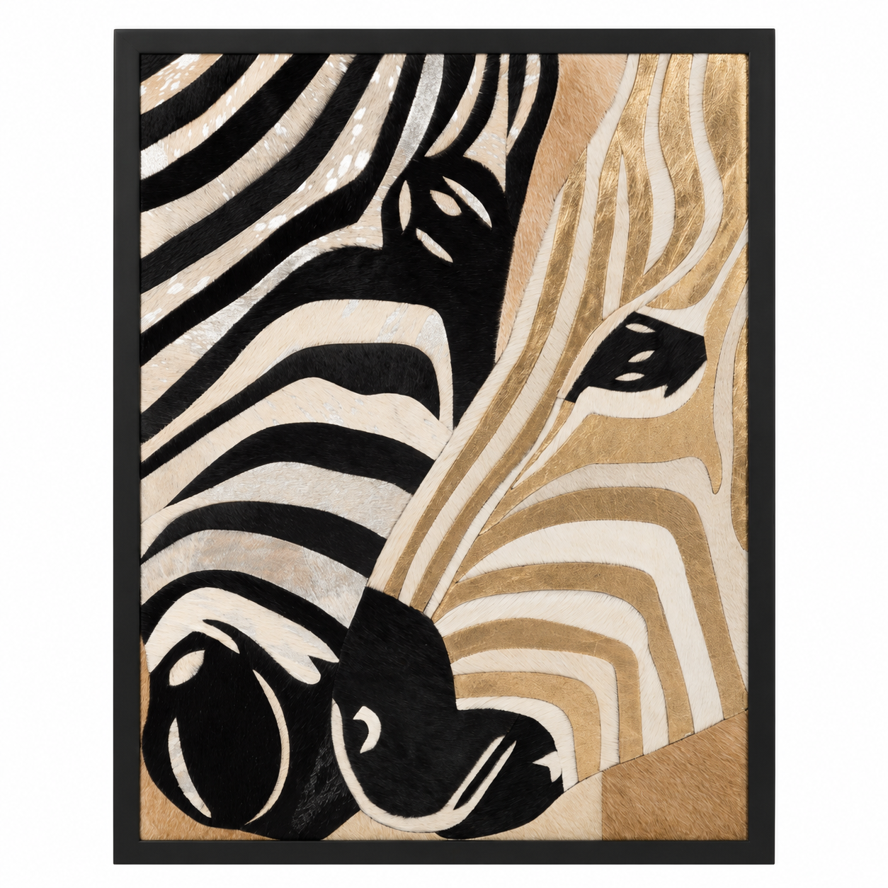 Gold Leaf Zebra Pair Textured Wall Art
