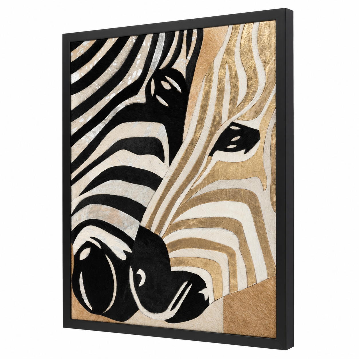 Gold Leaf Zebra Pair Textured Wall Art