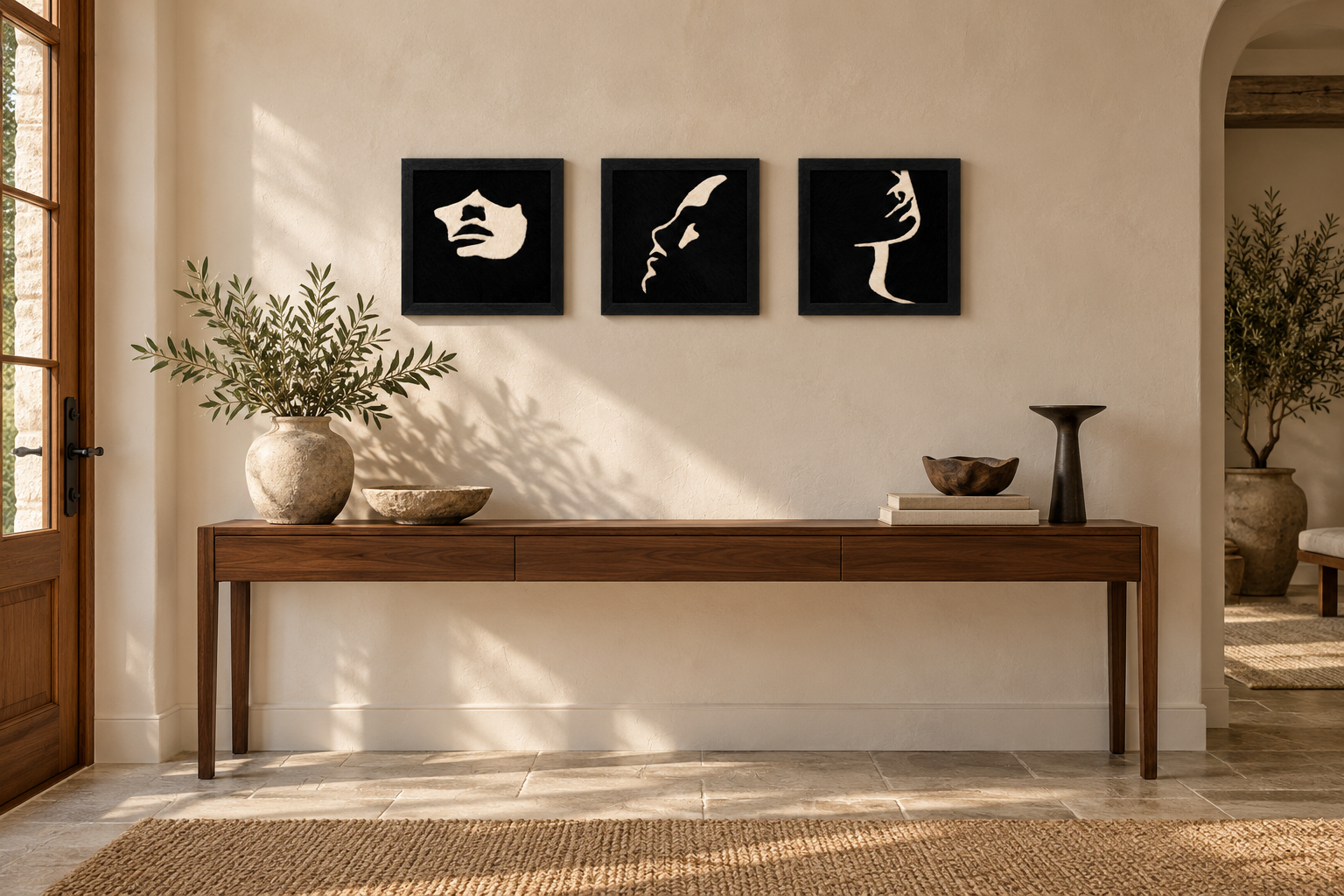 Monochromatic Faces Textured Wall Art Set of 3