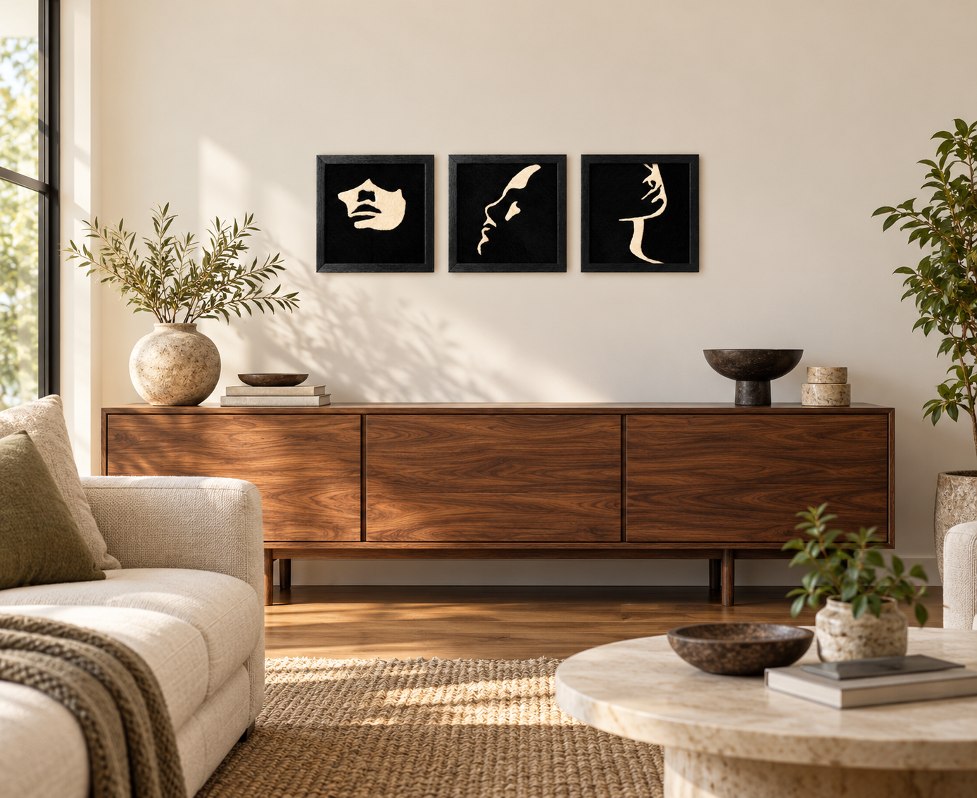Monochromatic Faces Textured Wall Art Set of 3
