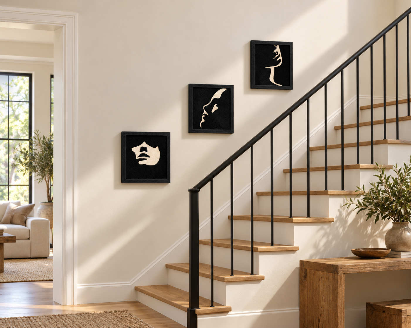 Monochromatic Faces Textured Wall Art Set of 3