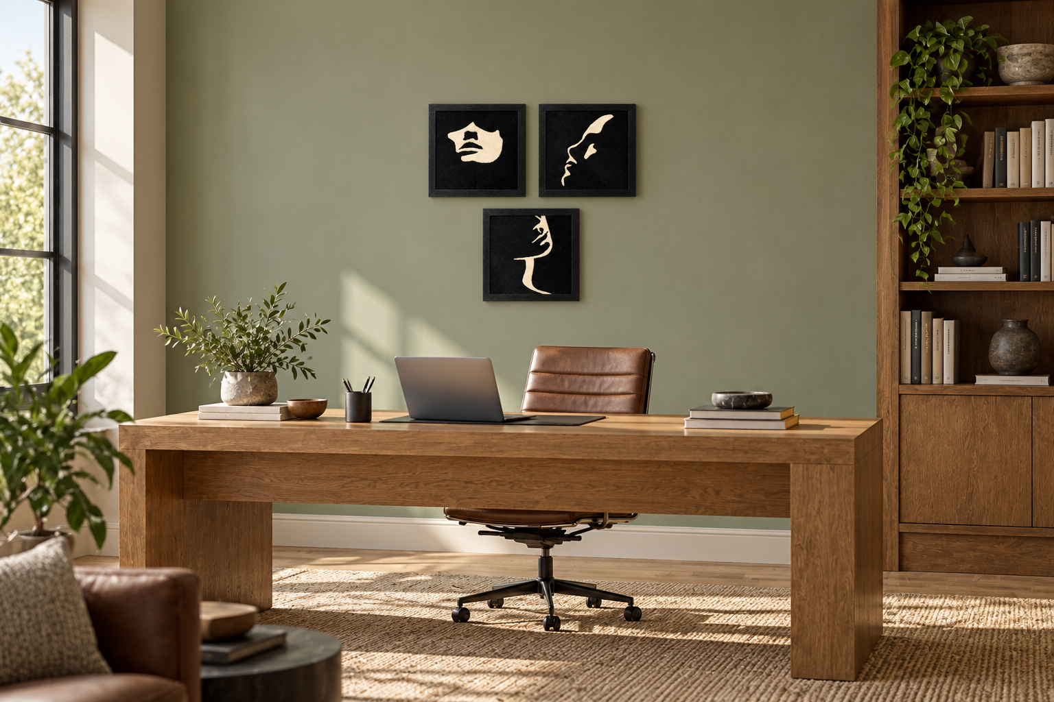 Monochromatic Faces Textured Wall Art Set of 3