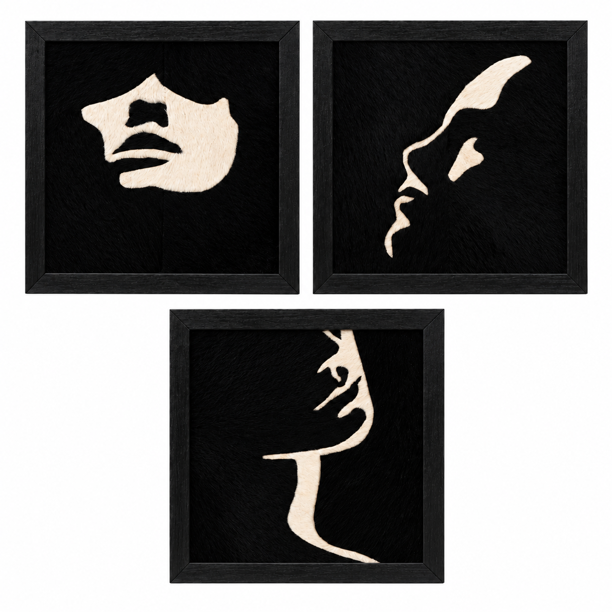 Monochromatic Faces Textured Wall Art Set of 3