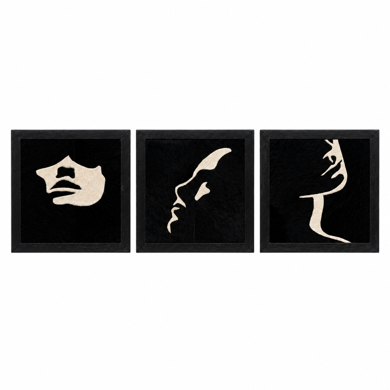Monochromatic Faces Textured Wall Art Set of 3