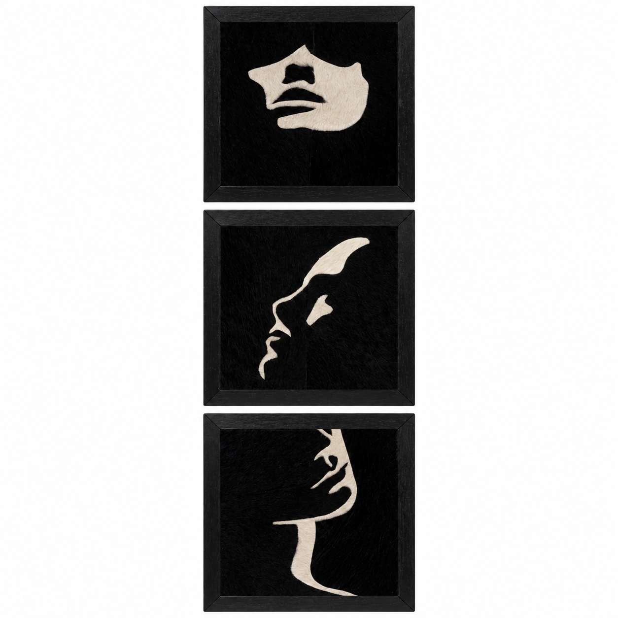 Monochromatic Faces Textured Wall Art Set of 3