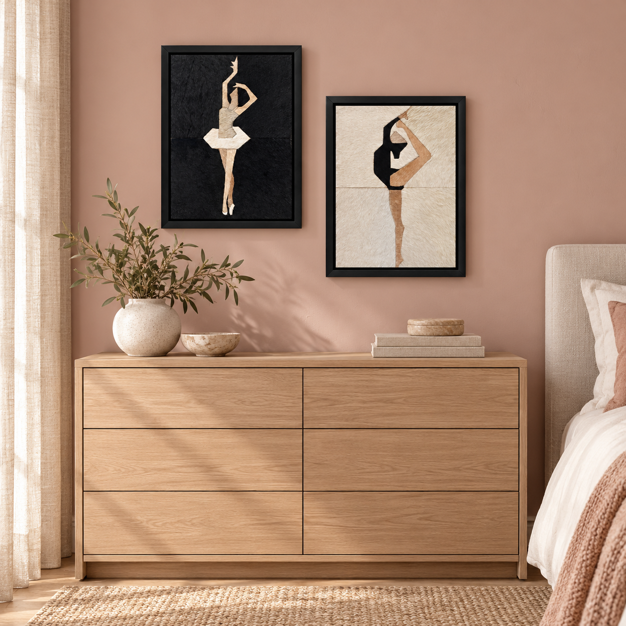 Two Tone Contrasting Ballerina Textured Wall Art Set of 2