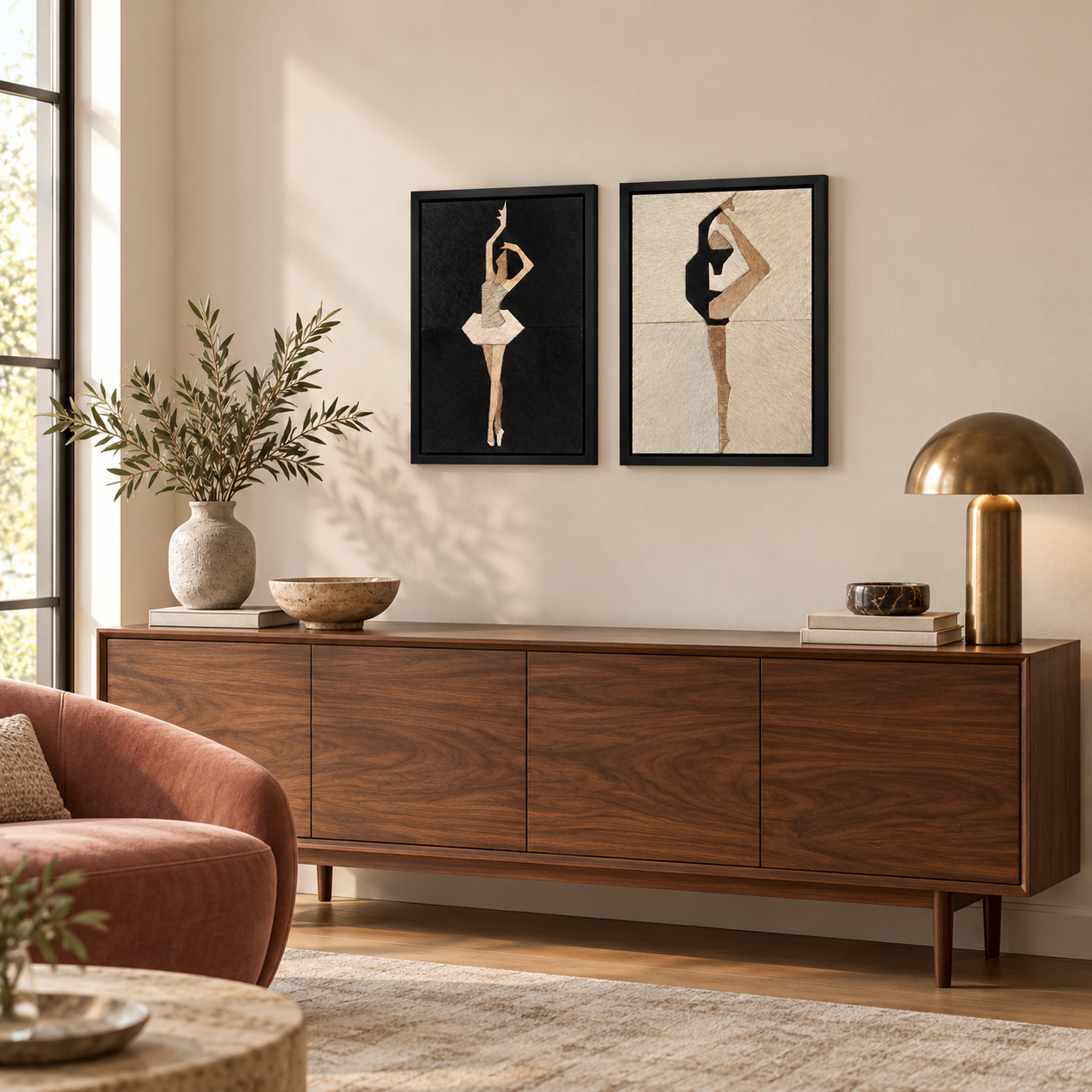 Two Tone Contrasting Ballerina Textured Wall Art Set of 2