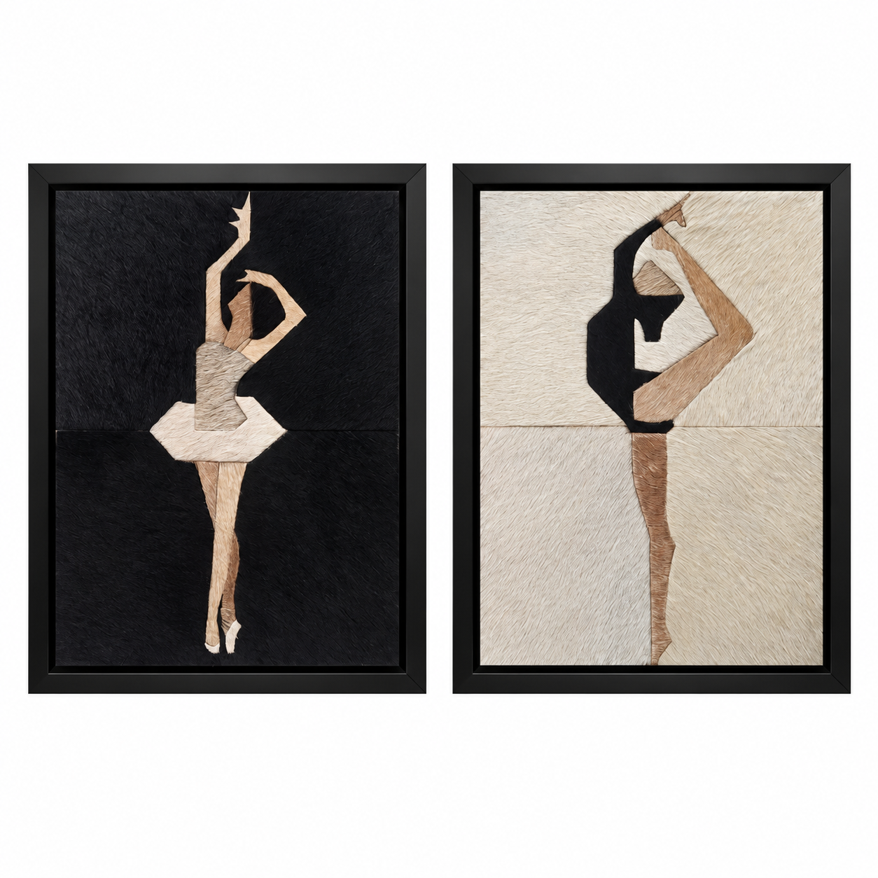 Two Tone Contrasting Ballerina Textured Wall Art Set of 2