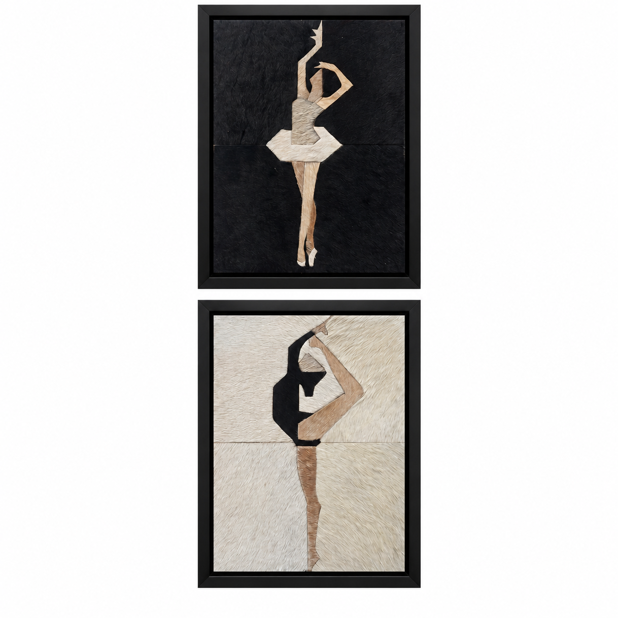 Two Tone Contrasting Ballerina Textured Wall Art Set of 2