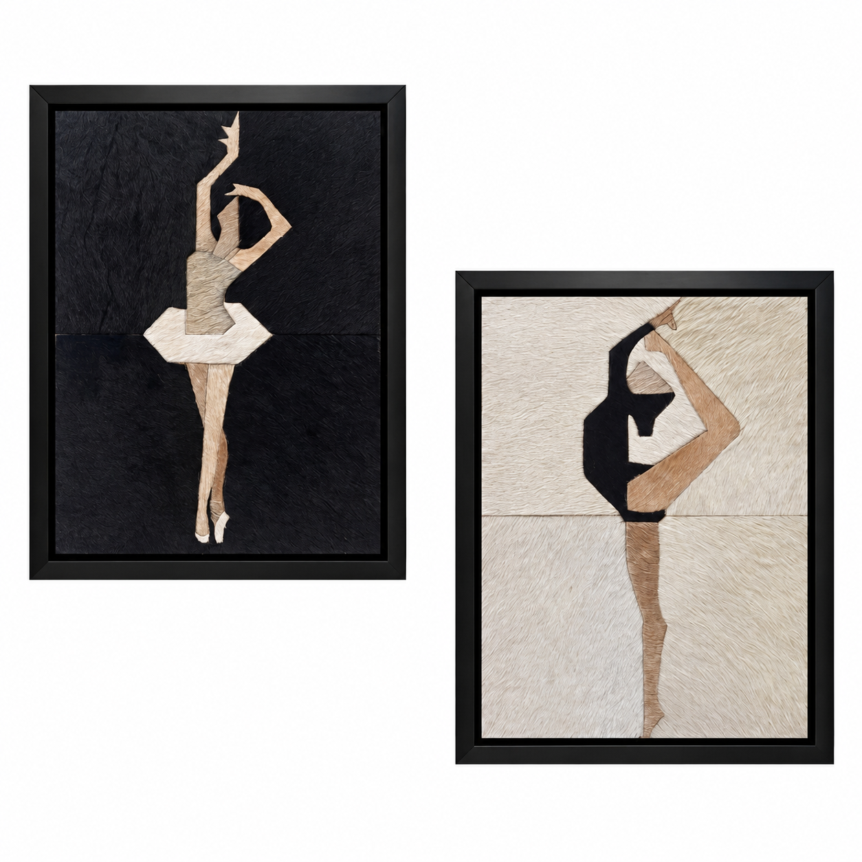Two Tone Contrasting Ballerina Textured Wall Art Set of 2
