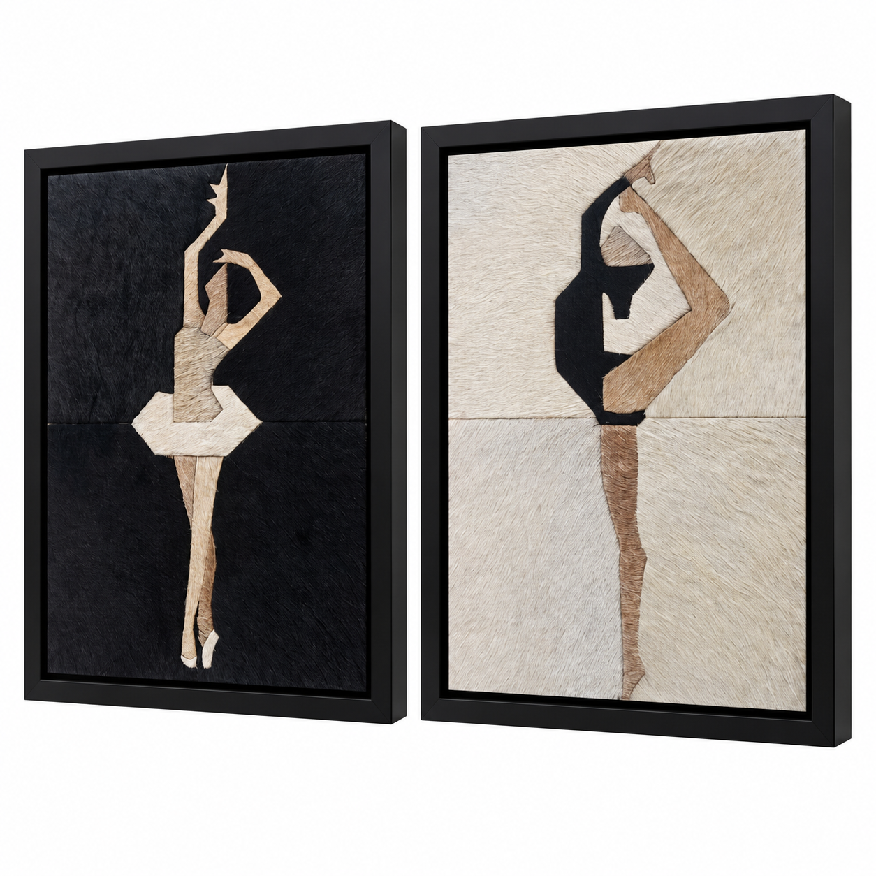 Two Tone Contrasting Ballerina Textured Wall Art Set of 2