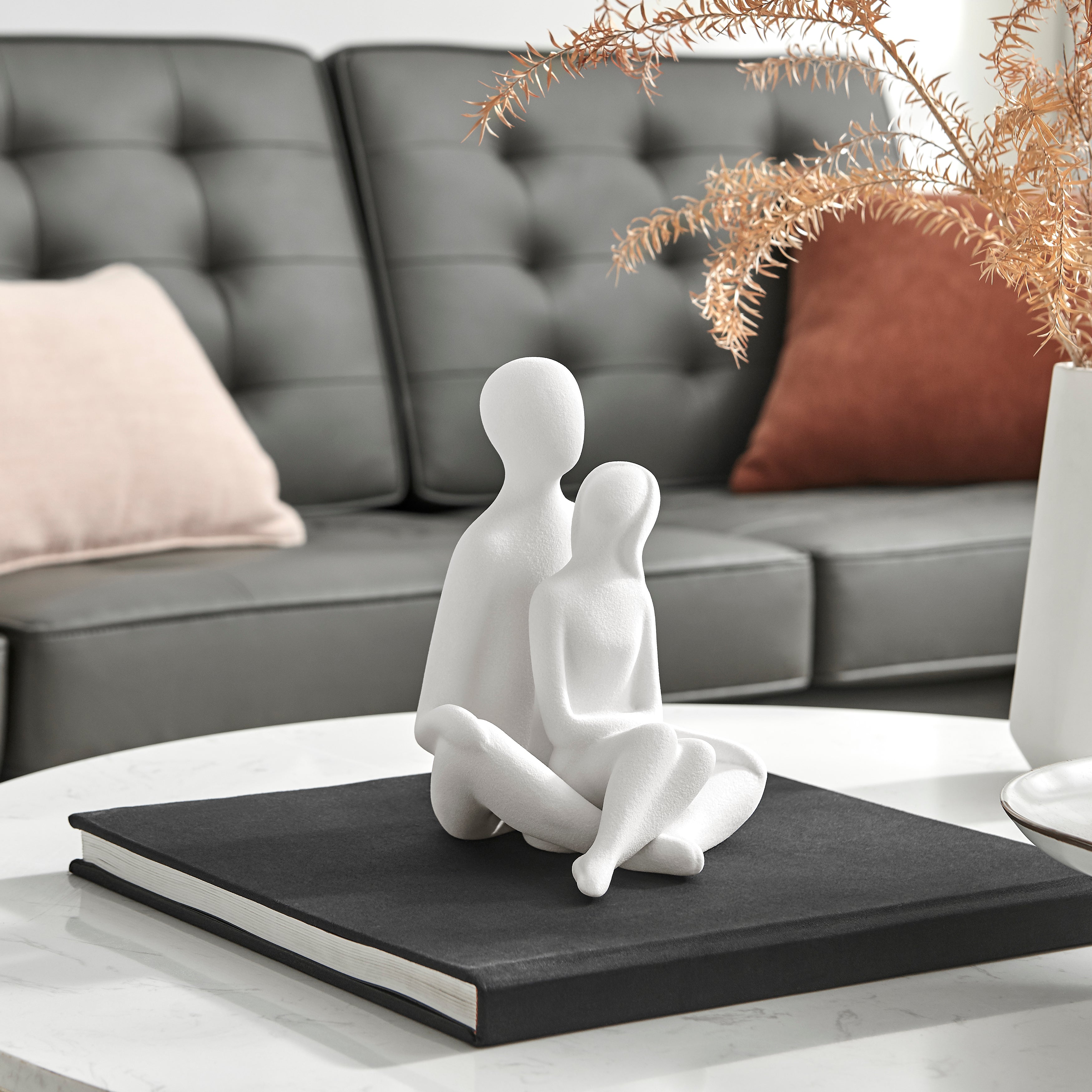Hans Sitting Couple Ceramic Sculpture Set