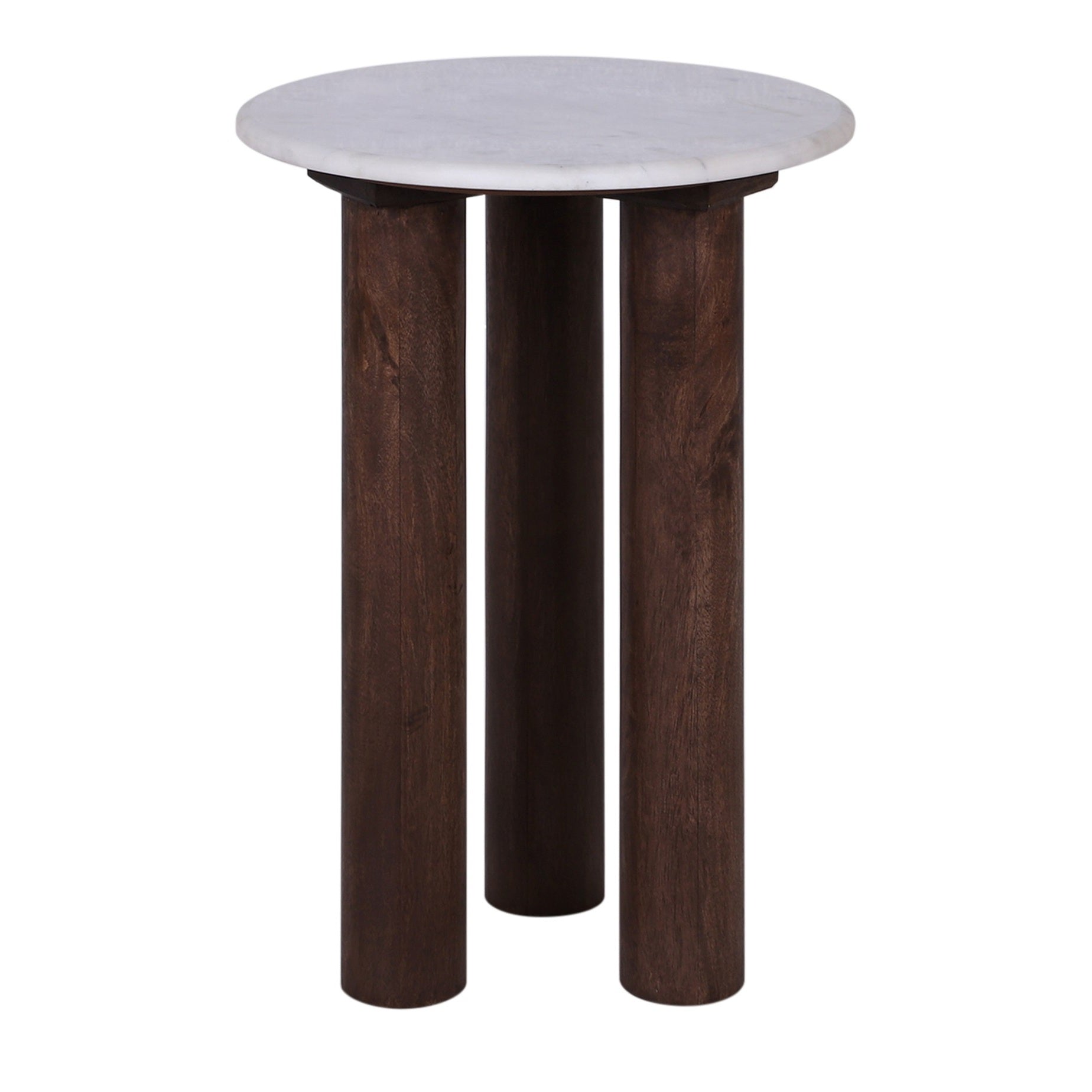 Marble Round Wood 3 Leg Side Table
