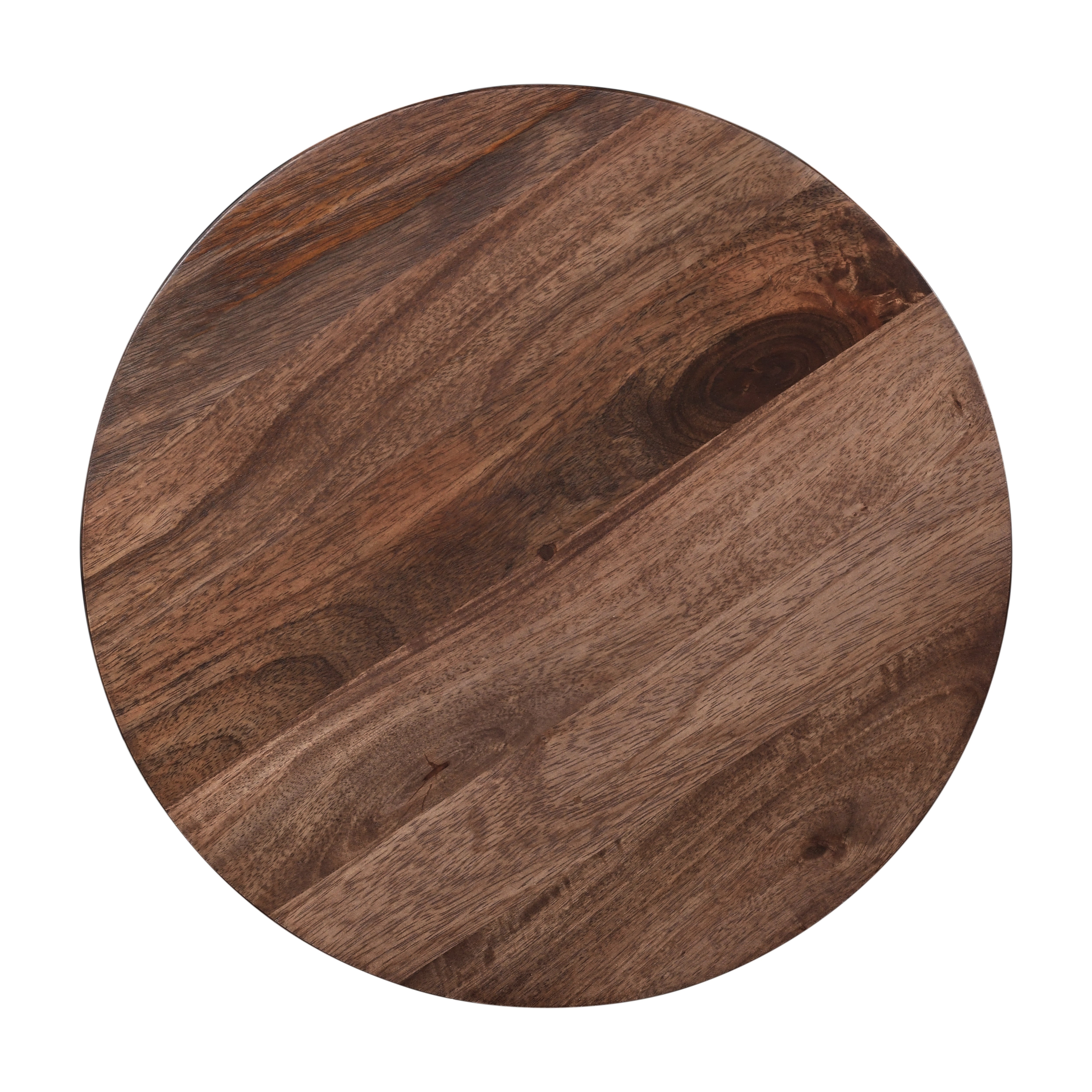 Round Sculptural Wood Side Table