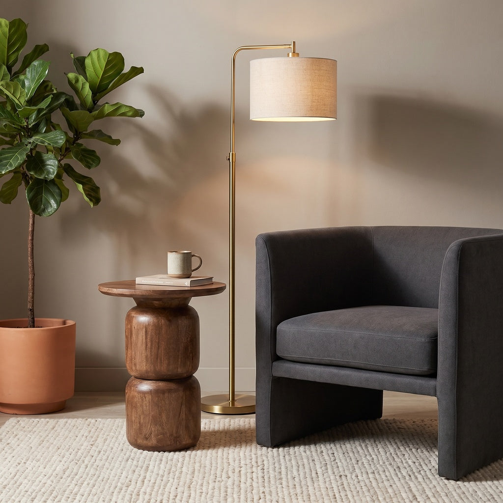 Round Stacked Wood Block Base Side Table
