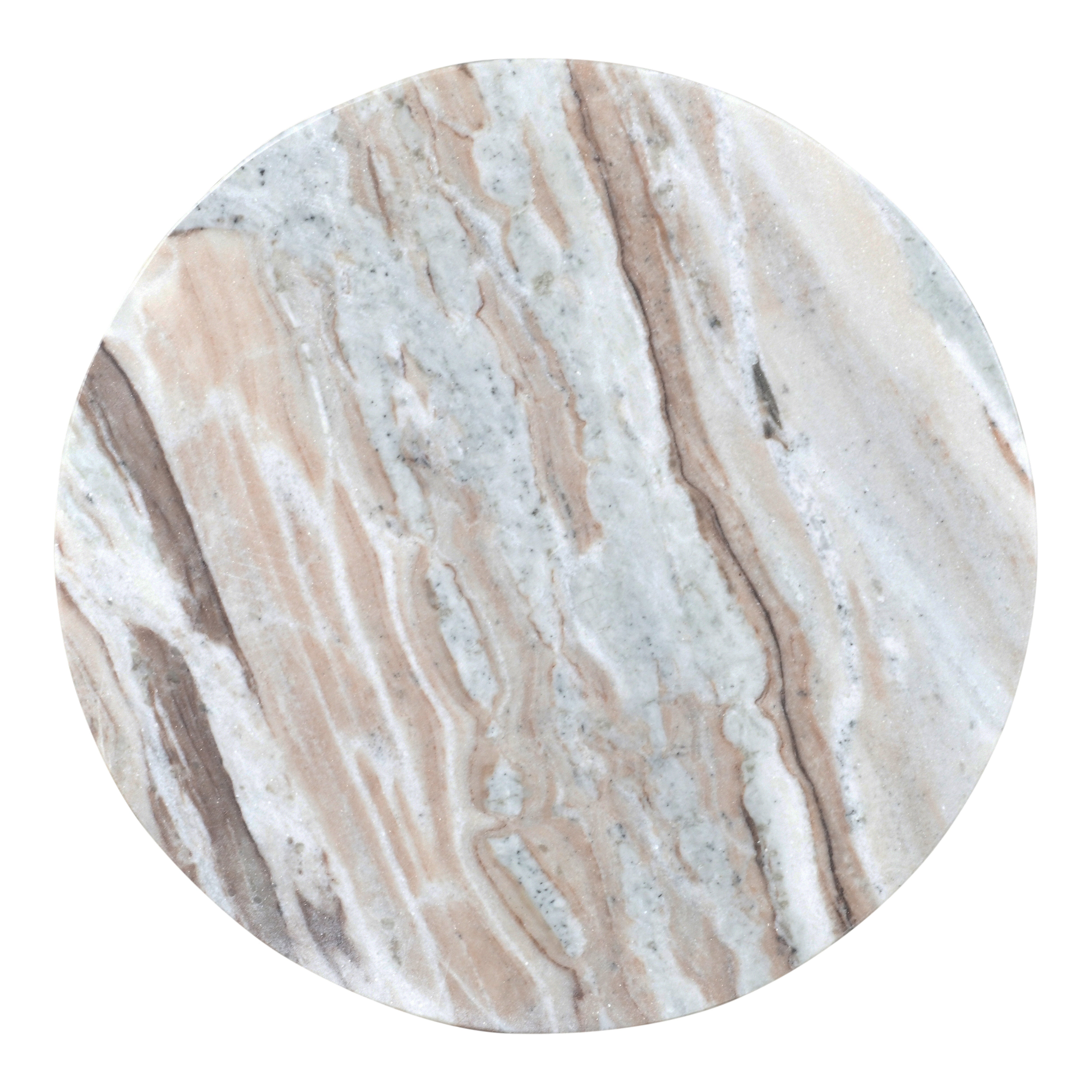 Sand Marble Wood Cutout Sculpture Base Side Table