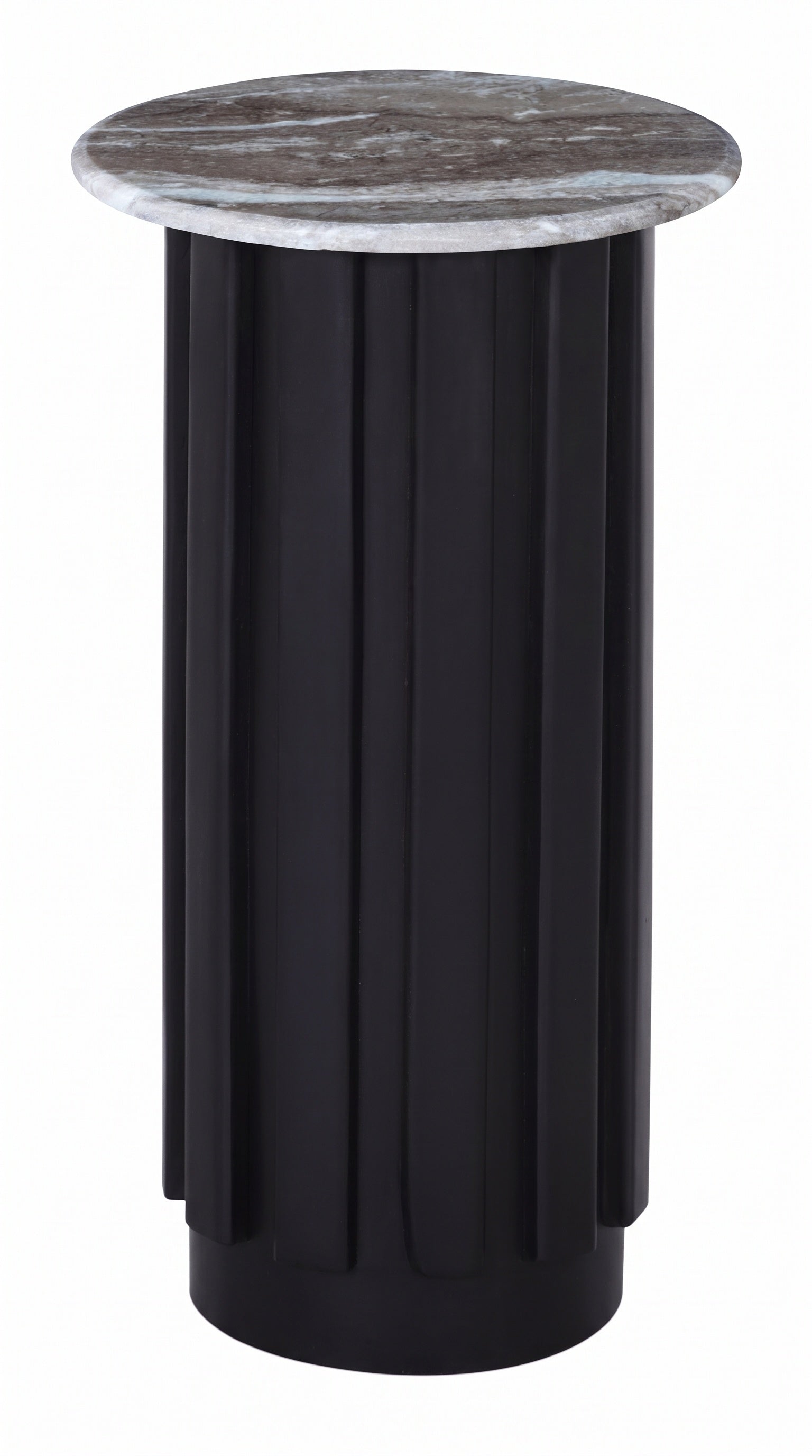 Beige Marble Black Fluted Base Drink Table