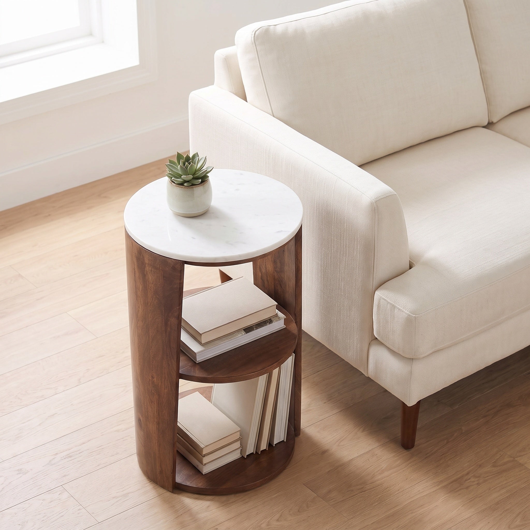 Three Tier Round Cylinder Side Table