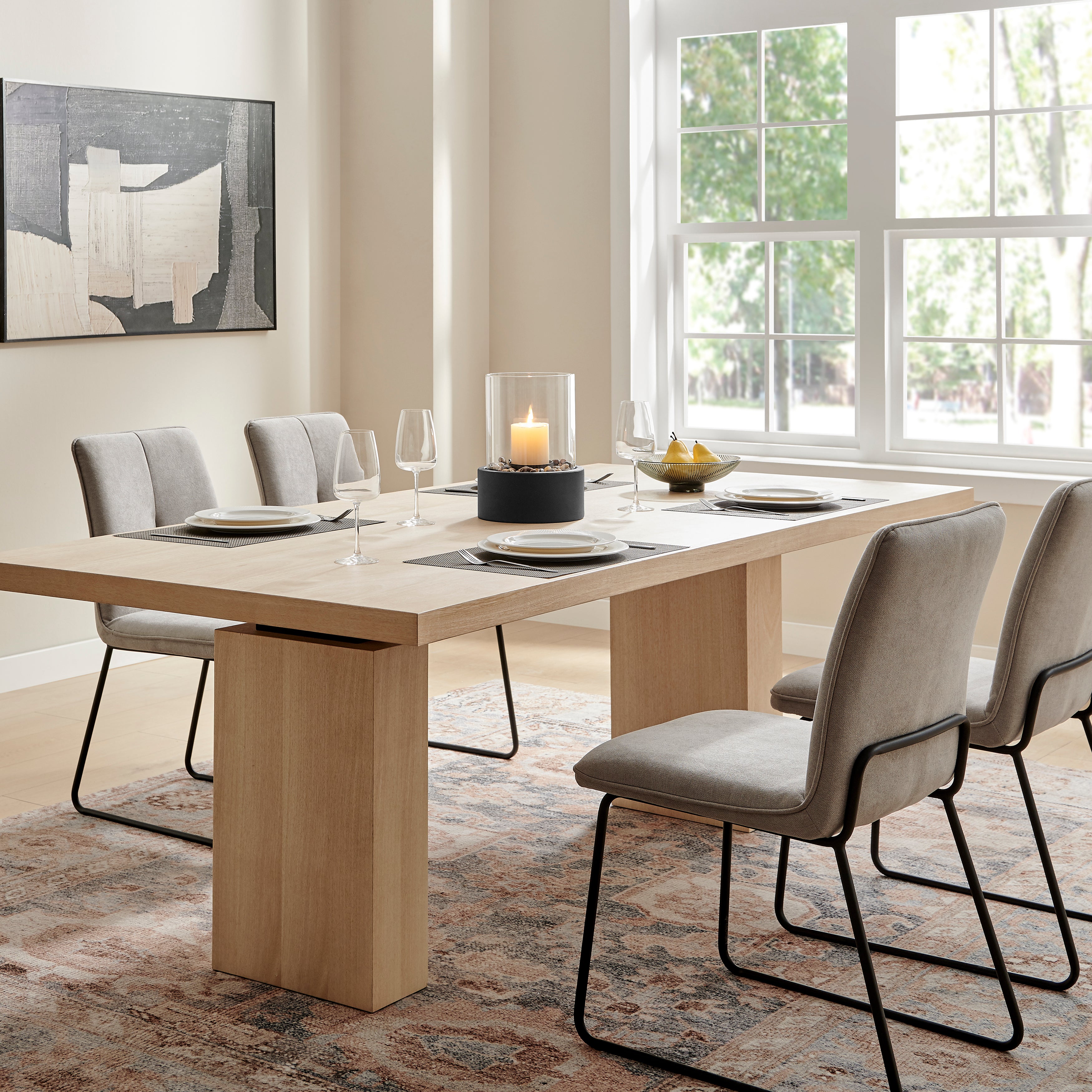 Danya B. Tabletop Pillar Hurricane Candleholder with Decorative Pebble Base