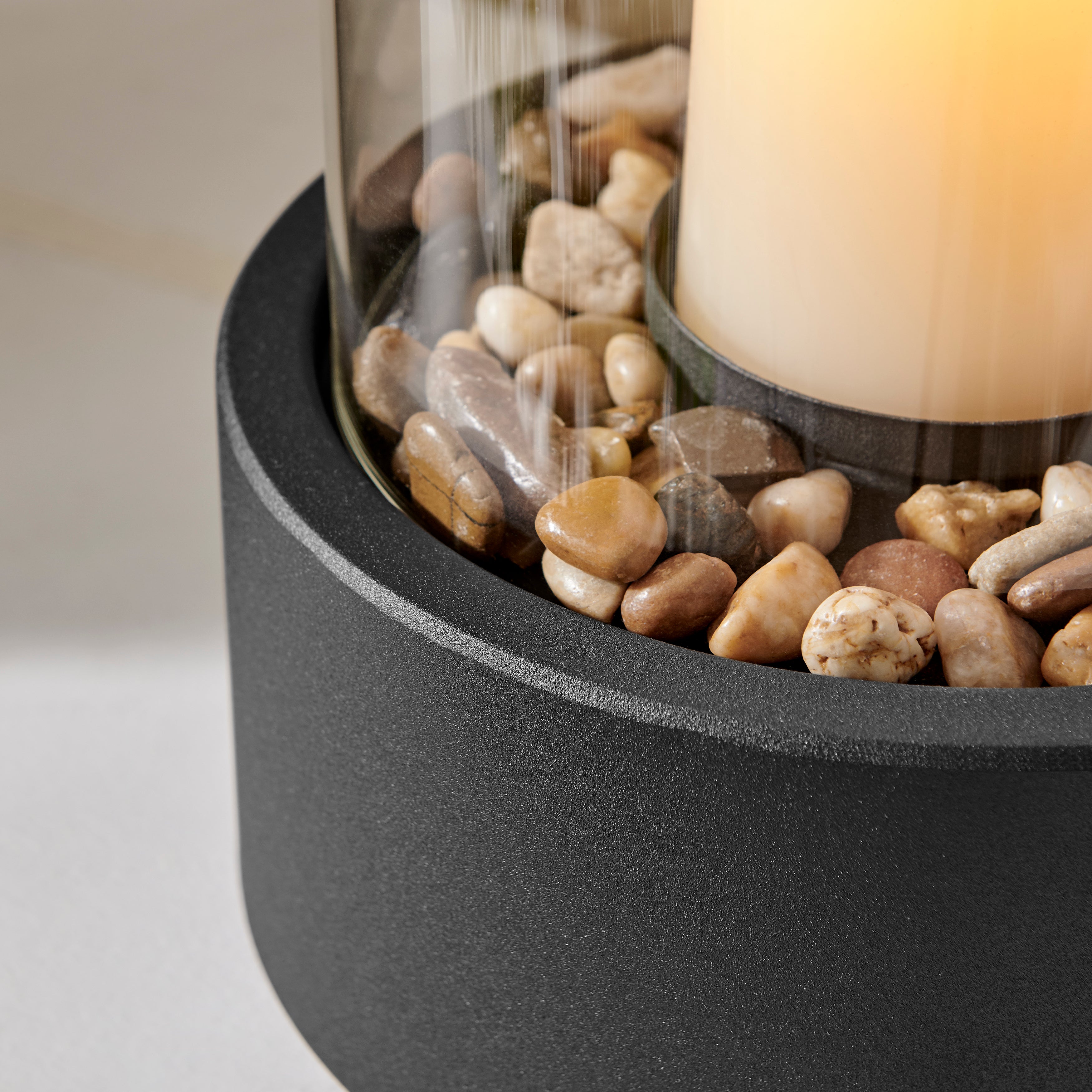 Danya B. Tabletop Pillar Hurricane Candleholder with Decorative Pebble Base
