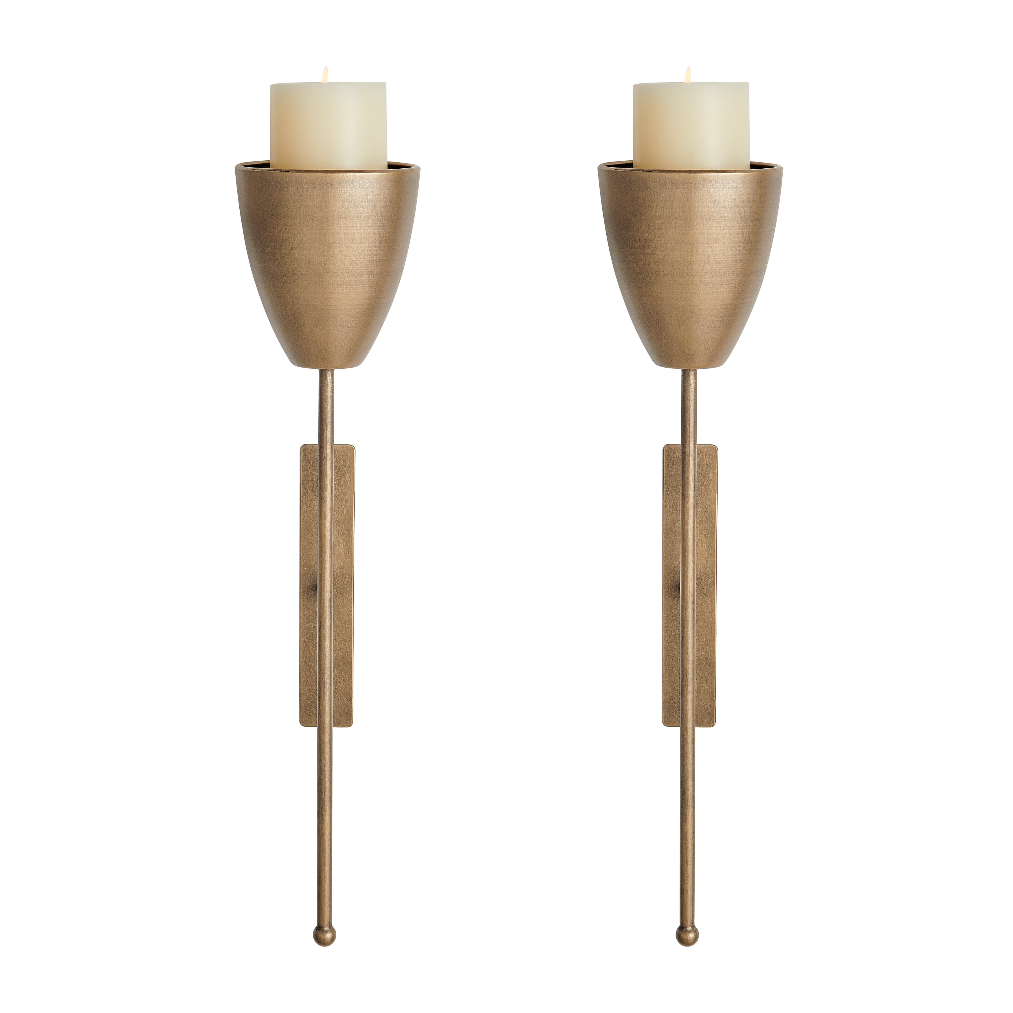 Antique Brass Wall Candle Sconces (Set of 2)