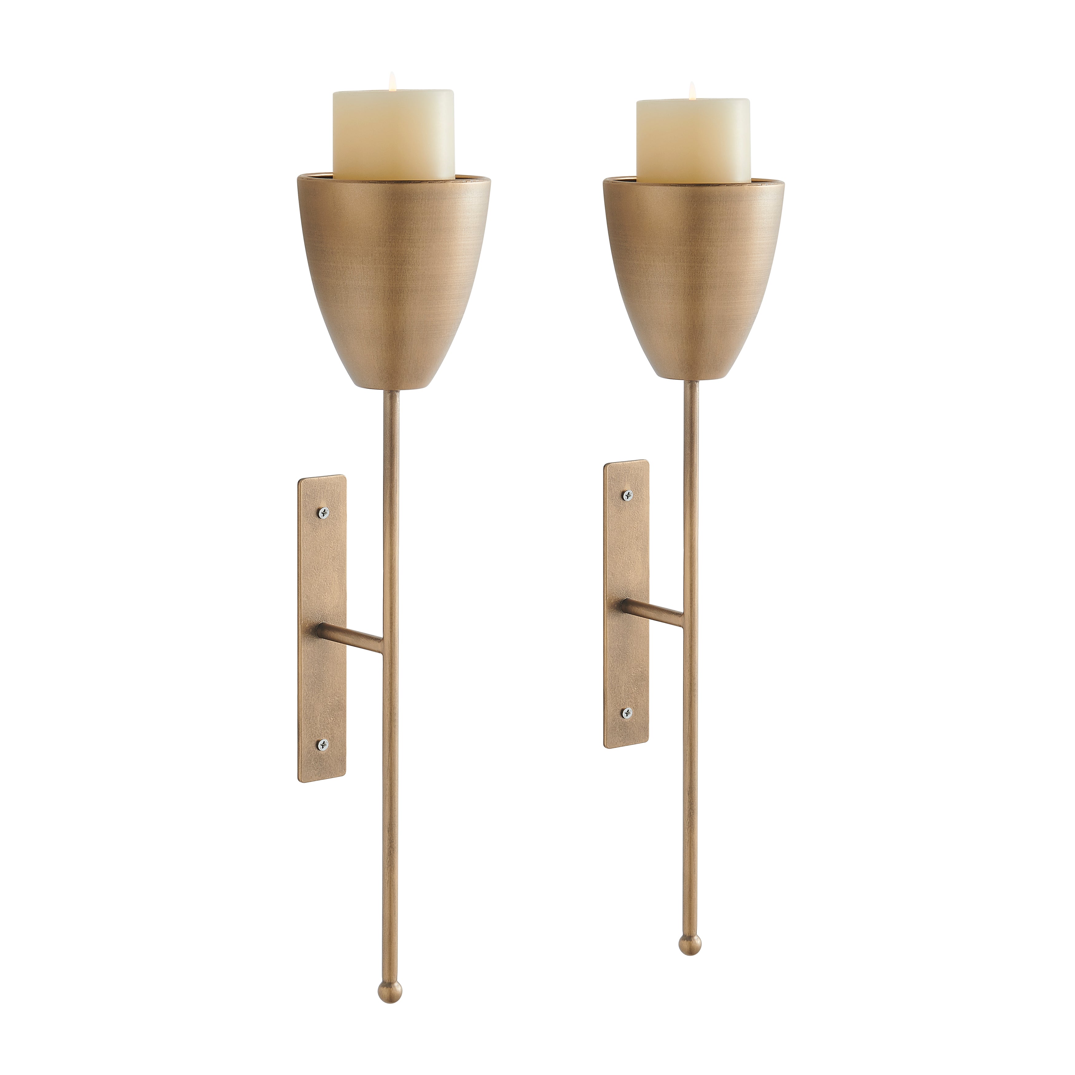 Antique Brass Wall Candle Sconces (Set of 2)