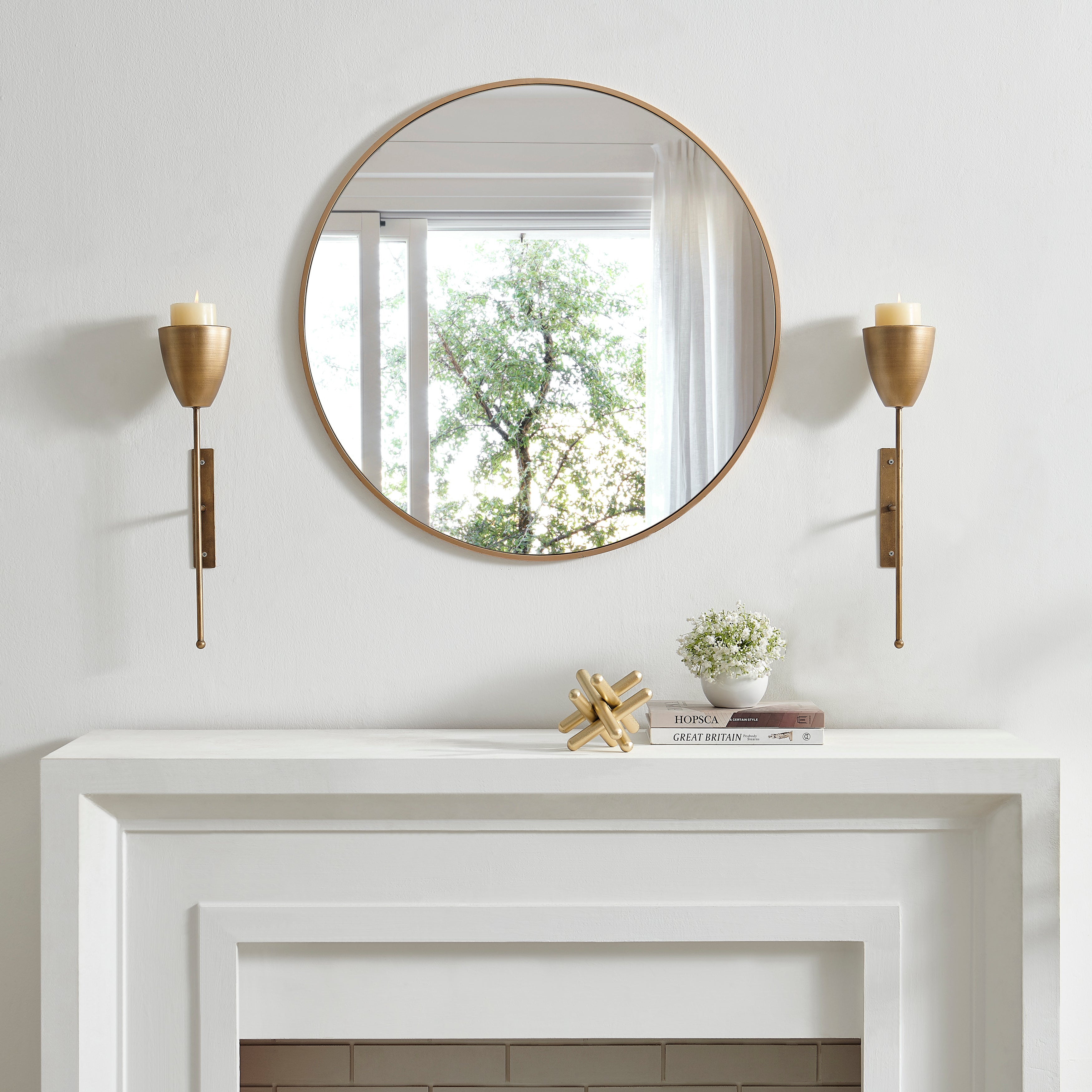 Antique Brass Wall Candle Sconces (Set of 2)