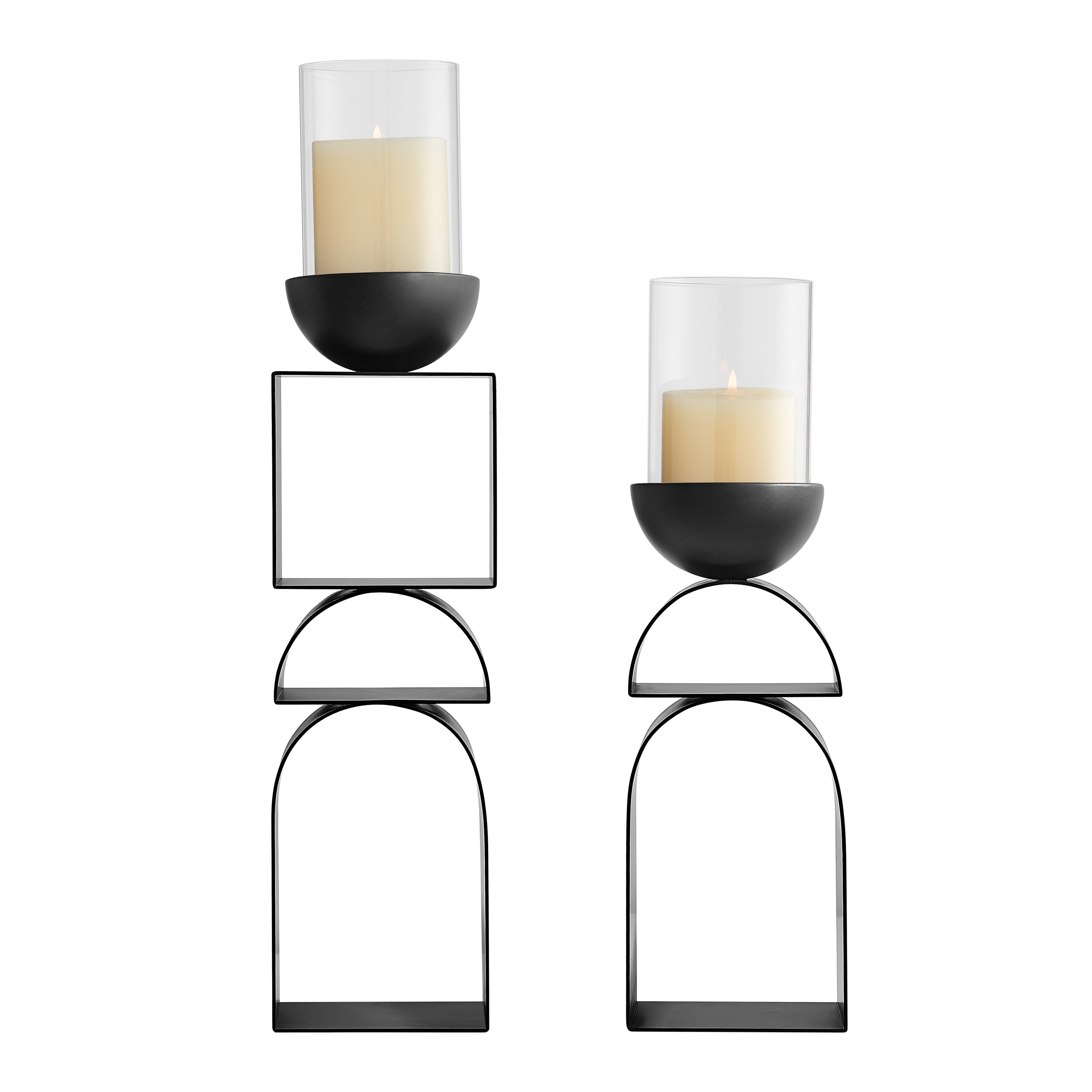 Black Geometric Candle Holders (Set of 2)
