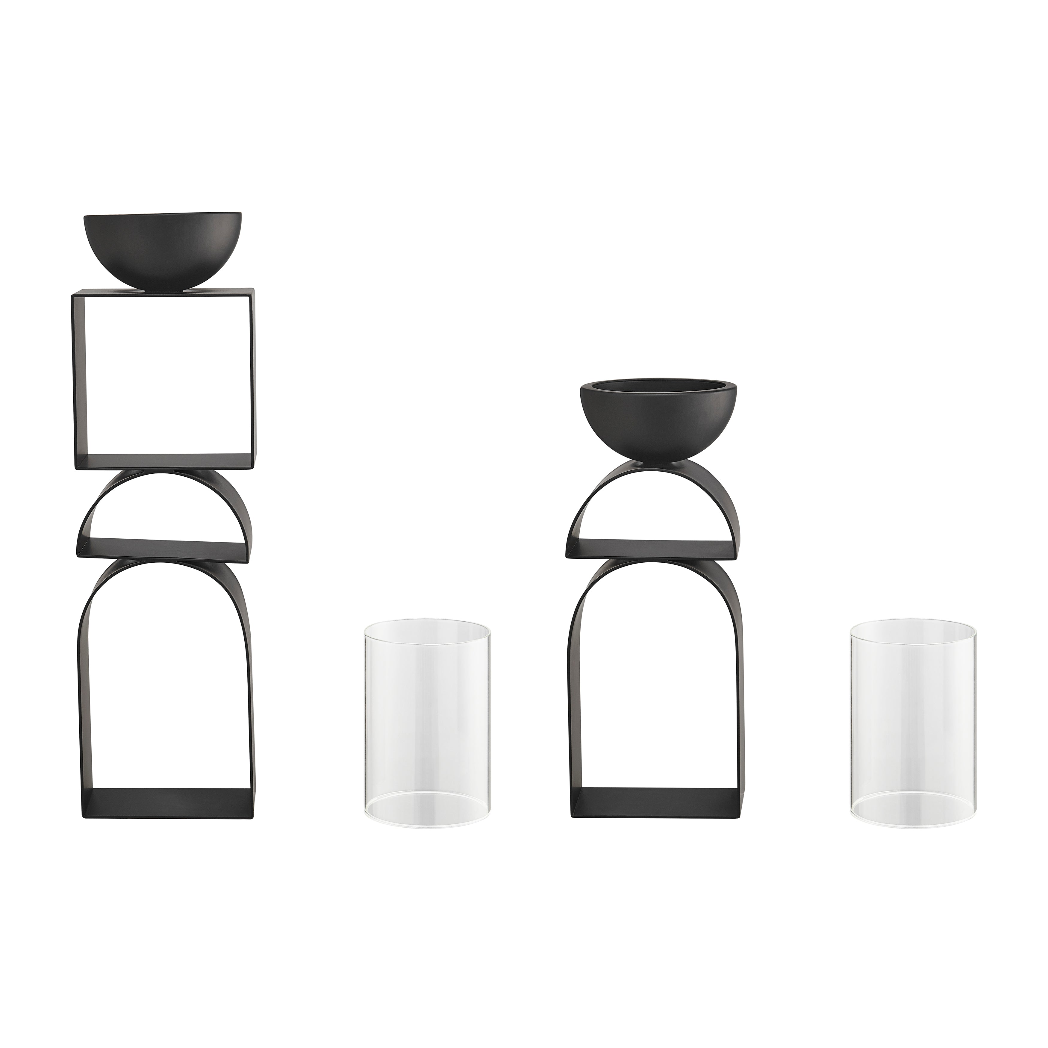 Black Geometric Candle Holders (Set of 2)