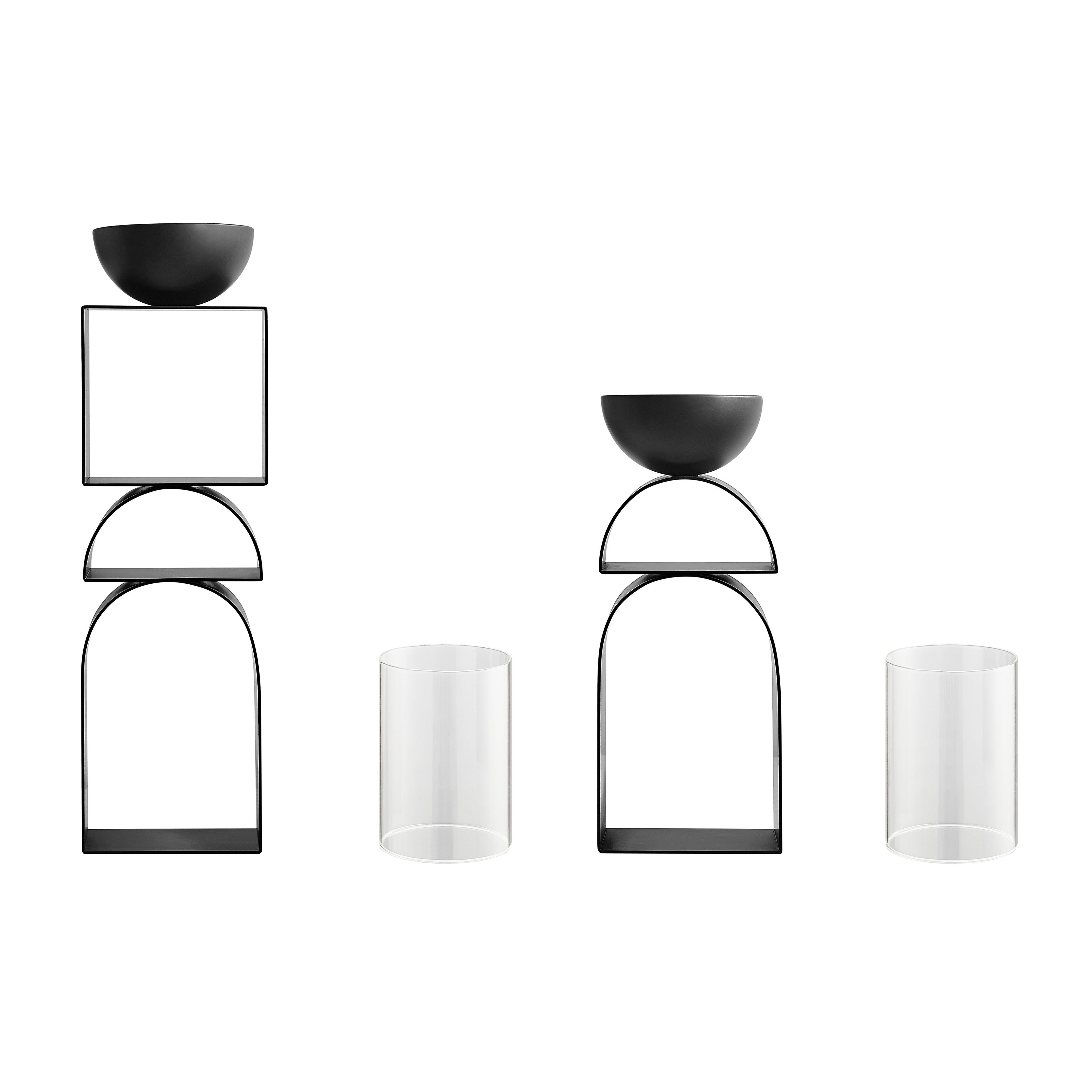 Black Geometric Candle Holders (Set of 2)