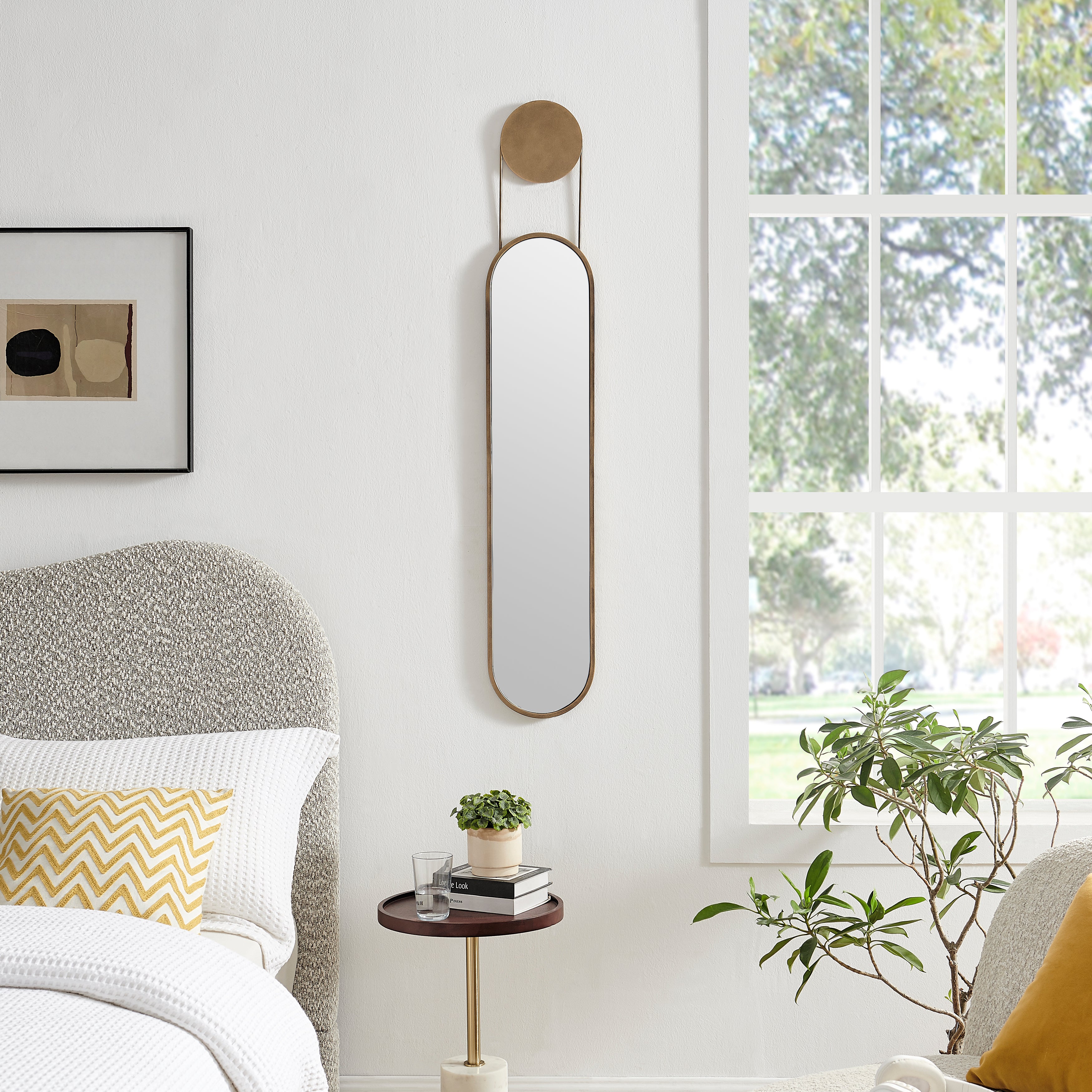 Antique Brass Oval Wall Mirror