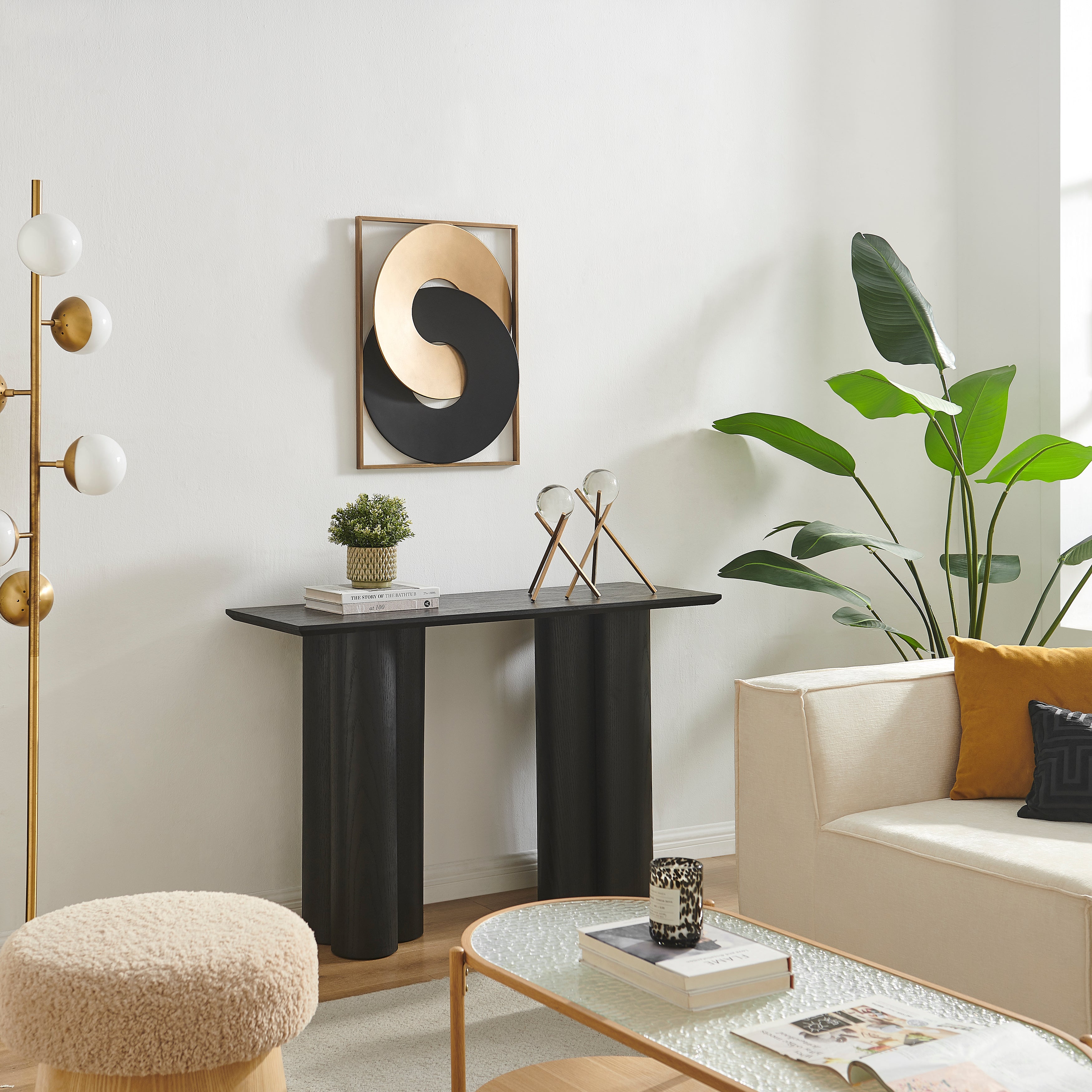 Gold and Black Intersecting Rings Wall Art