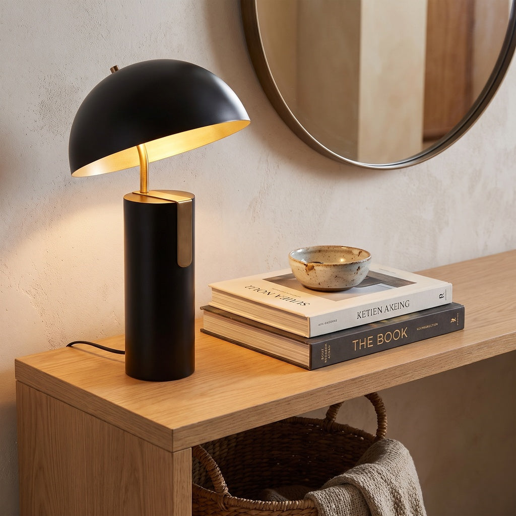 Angled Iron Black and Gold Table Lamp