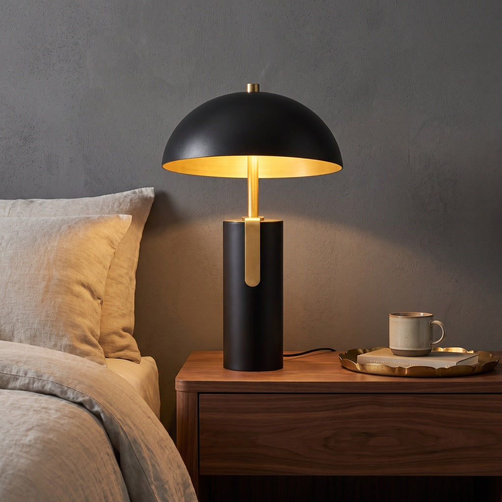Angled Iron Black and Gold Table Lamp