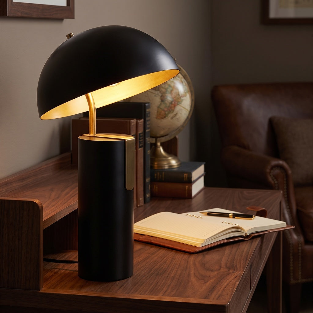 Angled Iron Black and Gold Table Lamp
